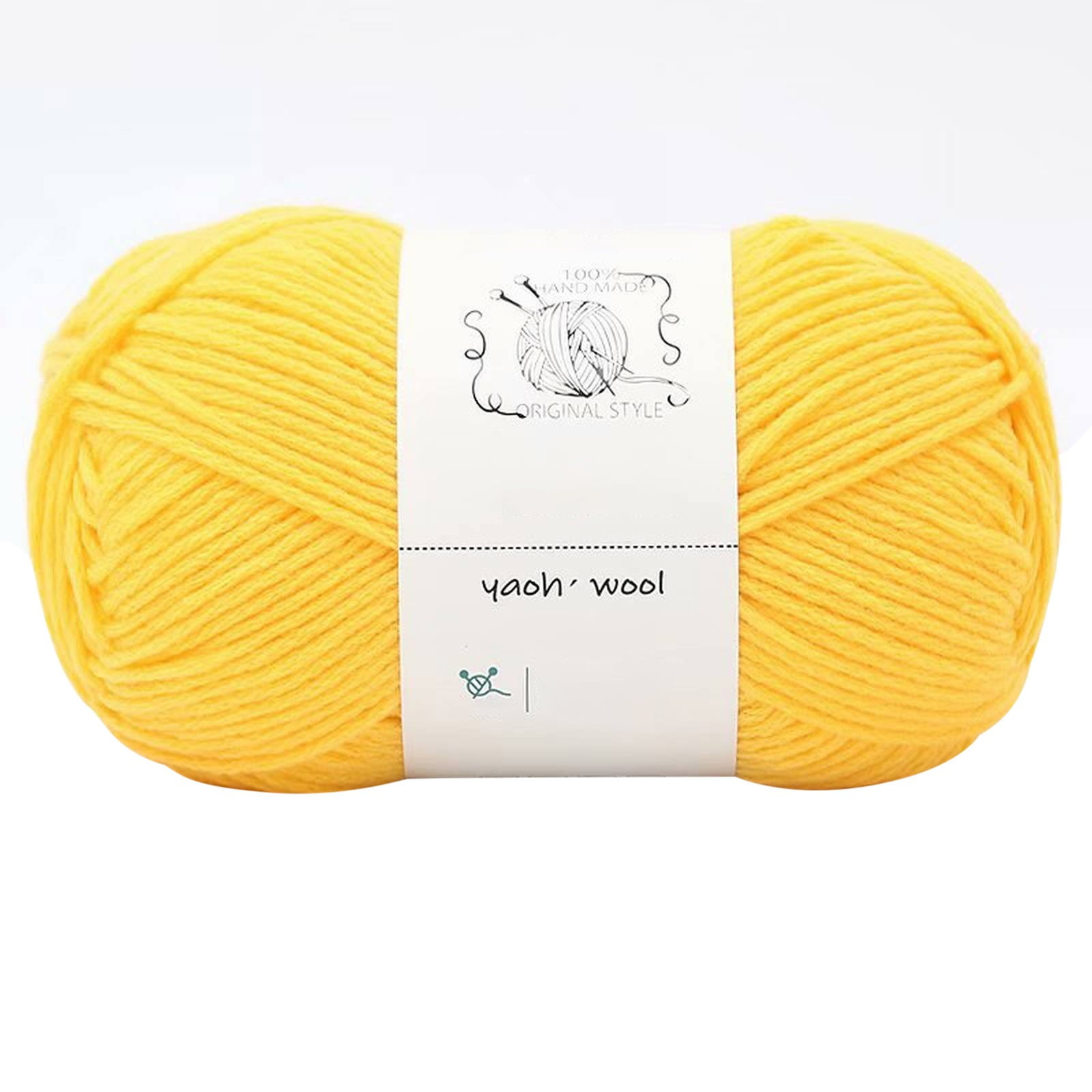 LGCASL Hand-Knitted Yarn #2 Pure White , 1Pc100G Hand Woven Cotton Yarn Soft Crochet Yarn for Hand Knitting Warm Sweater Sofa Cushion Scarf Diy Chicken Yellow