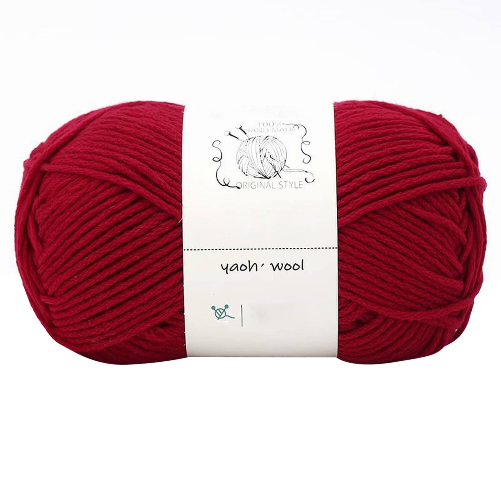 LGCASL Hand-Knitted Yarn #2 Pure White , 1Pc100G Hand Woven Cotton Yarn Soft Crochet Yarn for Hand Knitting Warm Sweater Sofa Cushion Scarf Diy Red