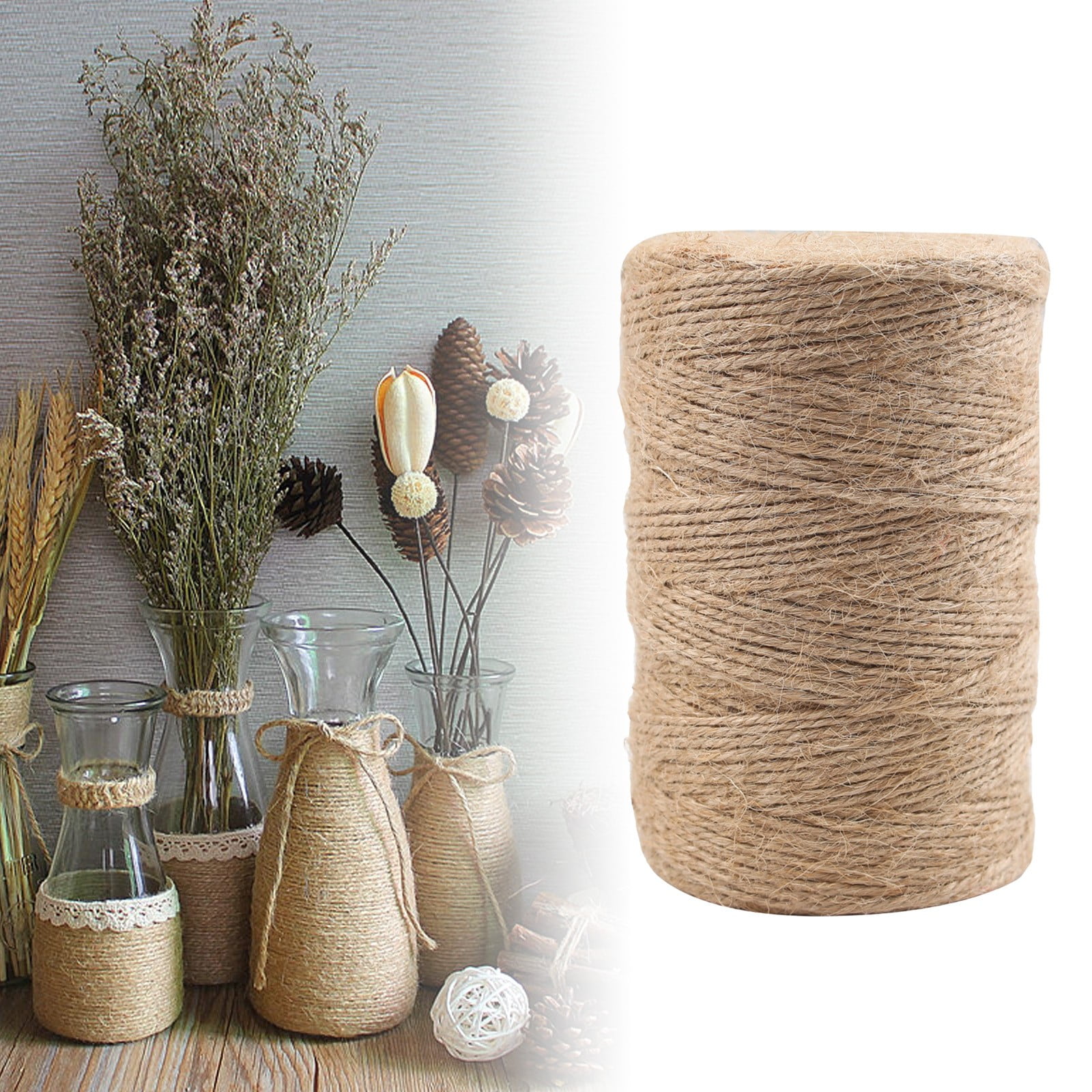 3-Strand Colorful Hemp Rope Diy Hand-Woven 2mm*200M Jute Rope Rope Made with Natural Fibers Its Tear Property Makes It Ideal for Decorating Gardens and Decorative Packaging One Size F