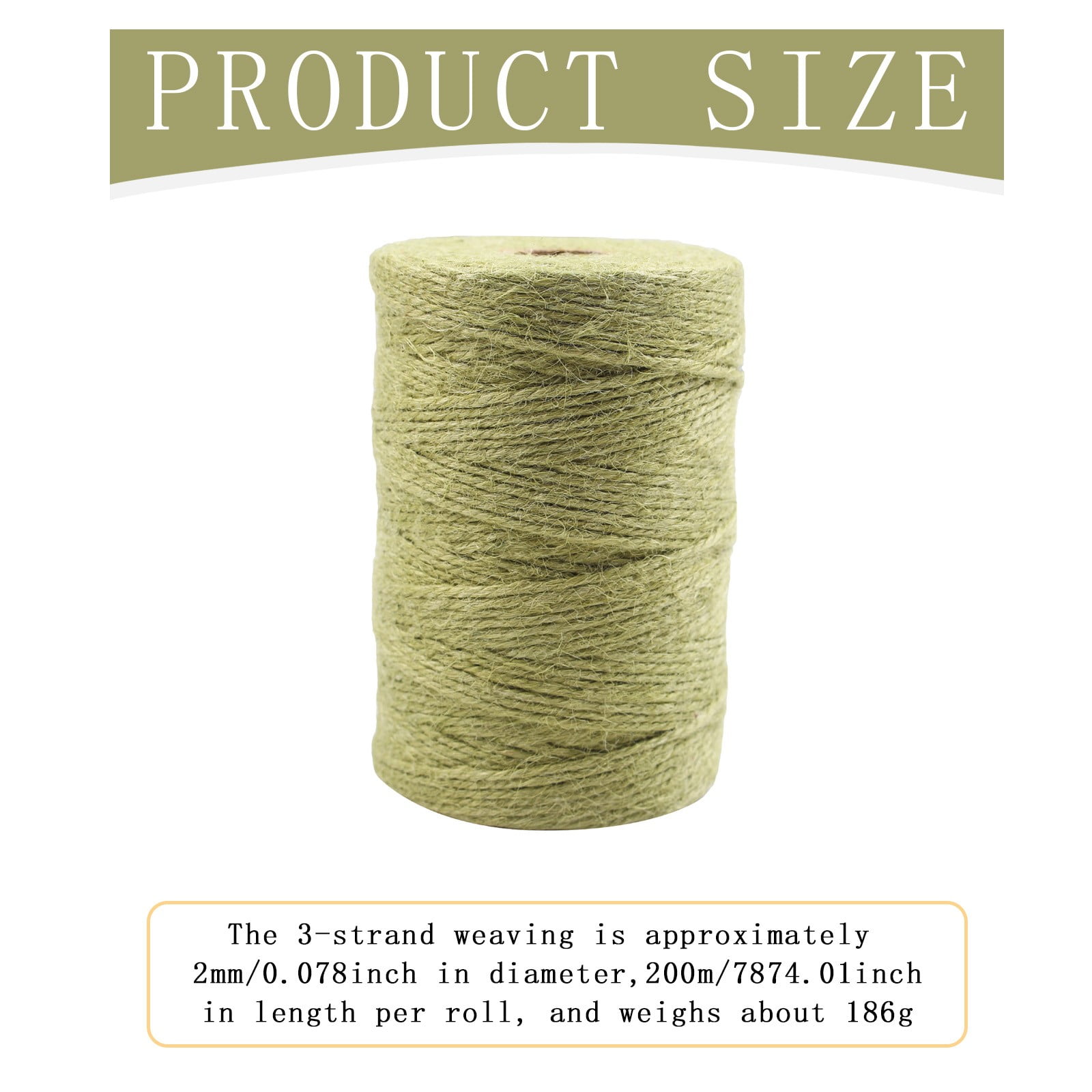 3-Strand Colorful Hemp Rope Diy Hand-Woven 2mm*200M Jute Rope Rope Made with Natural Fibers Its Tear Property Makes It Ideal for Decorating Gardens and Decorative Packaging One Size F