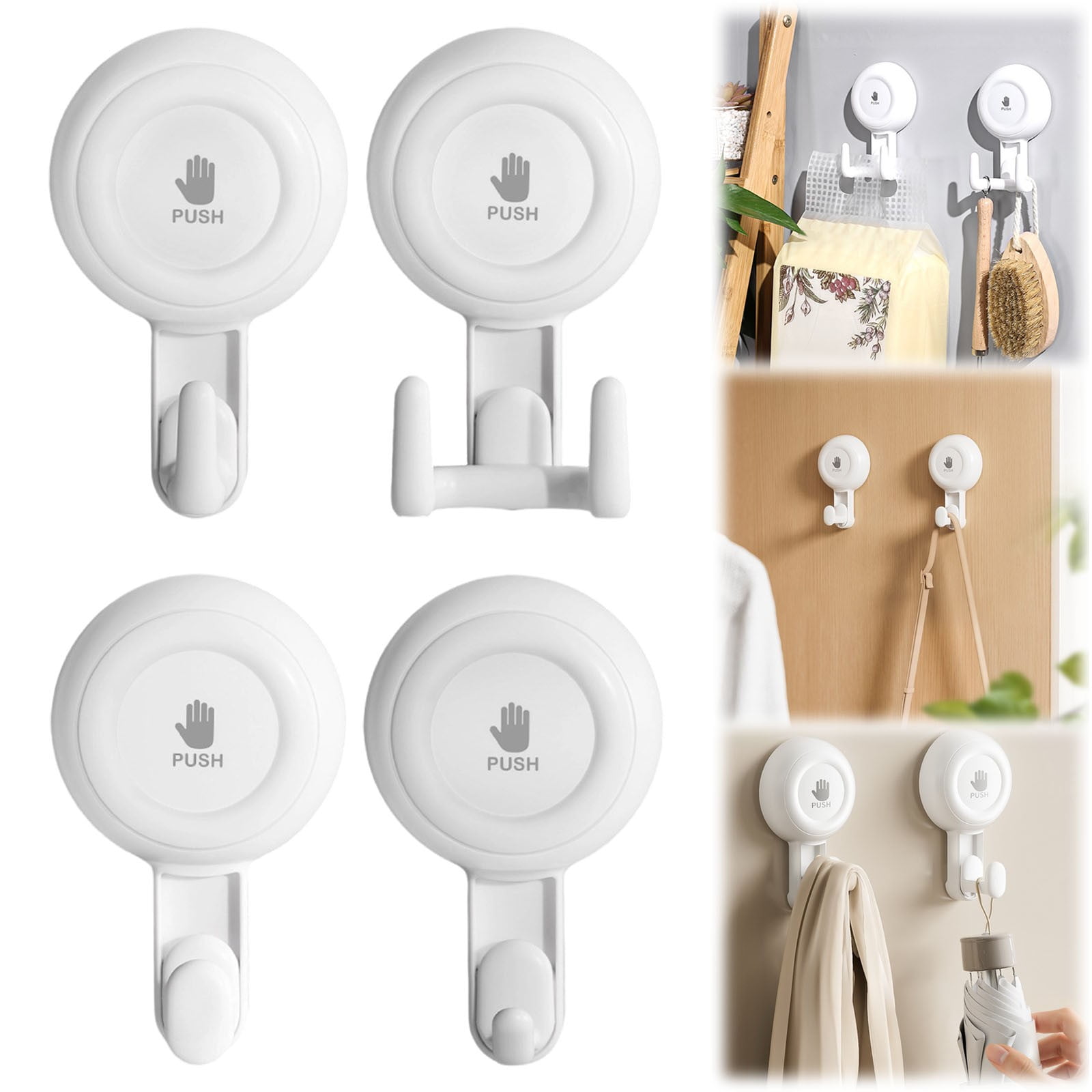 LGCASL Vacuum Rotary Suction Cup Hook Vacuum Suction Cup Hook No Drill Rotating Single Hook Wall Hanger for Kitchen/Bathroom Removable Damage Free Holder 6.8*11.1cm B