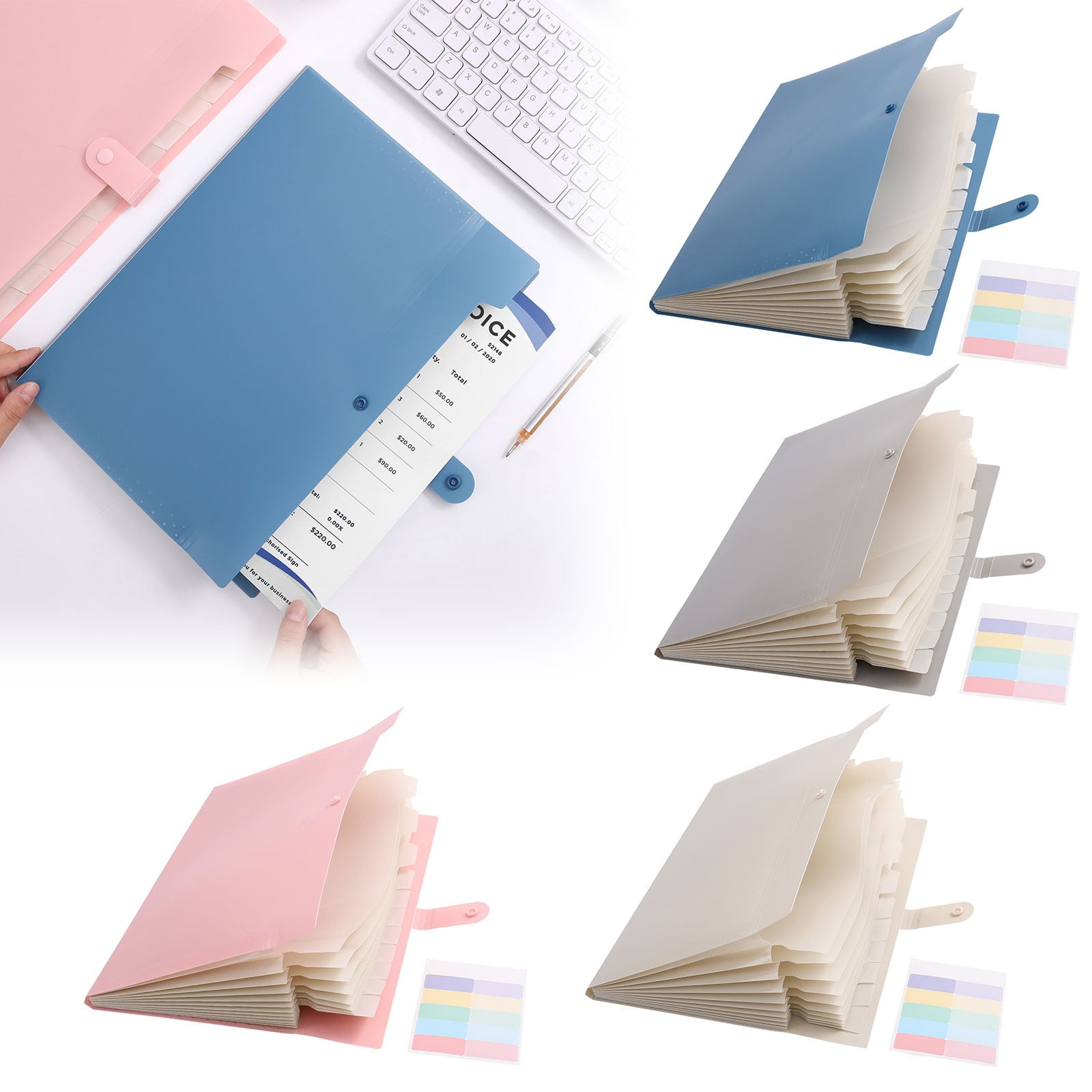 LGCASL Expanding File Organizer with 8/12 Pockets Accordion File Folders with Labels Portable Document Paper Bill Receipt Organizer Home College Schǒ-ǒl Letter Size twelve B