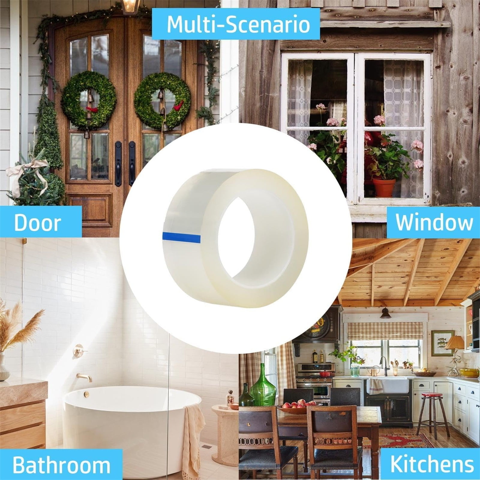 LGCASL Transparent Window Weather Sealing Tape Weather Stripping Free Window Insulation Caulk Tape for Doors Shower Glass Bathroom 0.5mm*3cm*10m Clear
