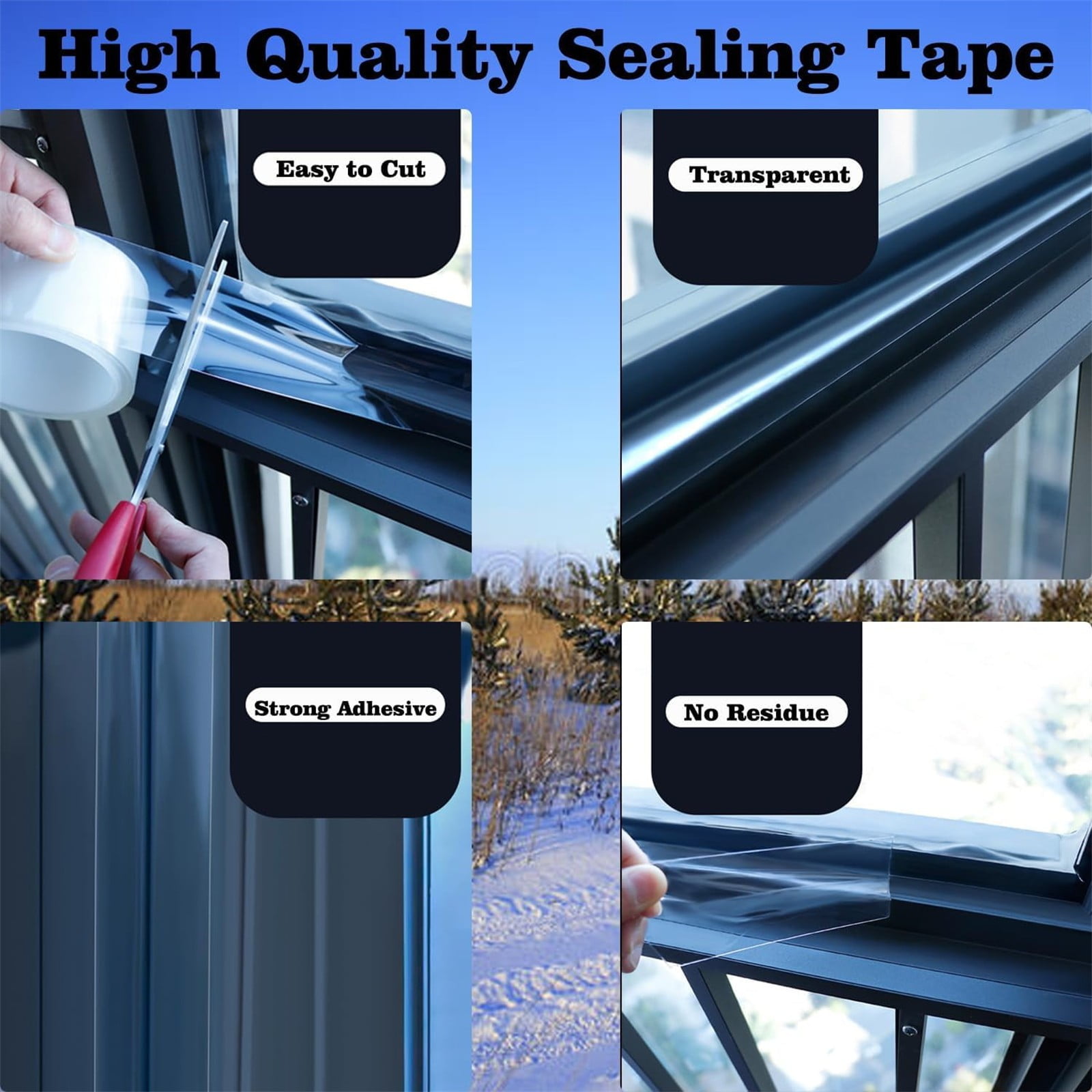 LGCASL Transparent Window Weather Sealing Tape Weather Stripping Free Window Insulation Caulk Tape for Doors Shower Glass Bathroom 0.5mm*3cm*10m Clear