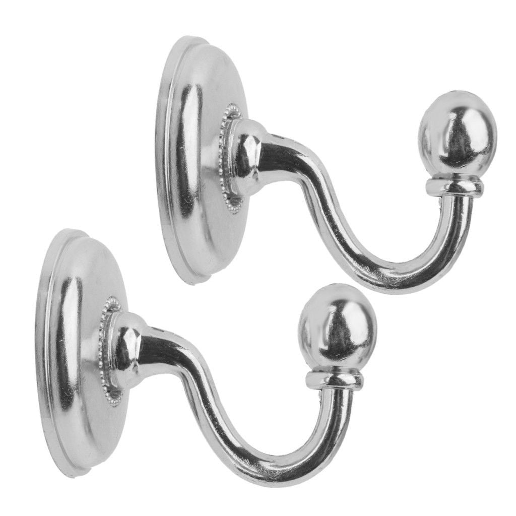 WQQZJJ Organization And Storage 2x Metal Curtain Holdback Wall Tie Back Hooks Hanger Holder Window Curtain Hooks On Clearance Silver