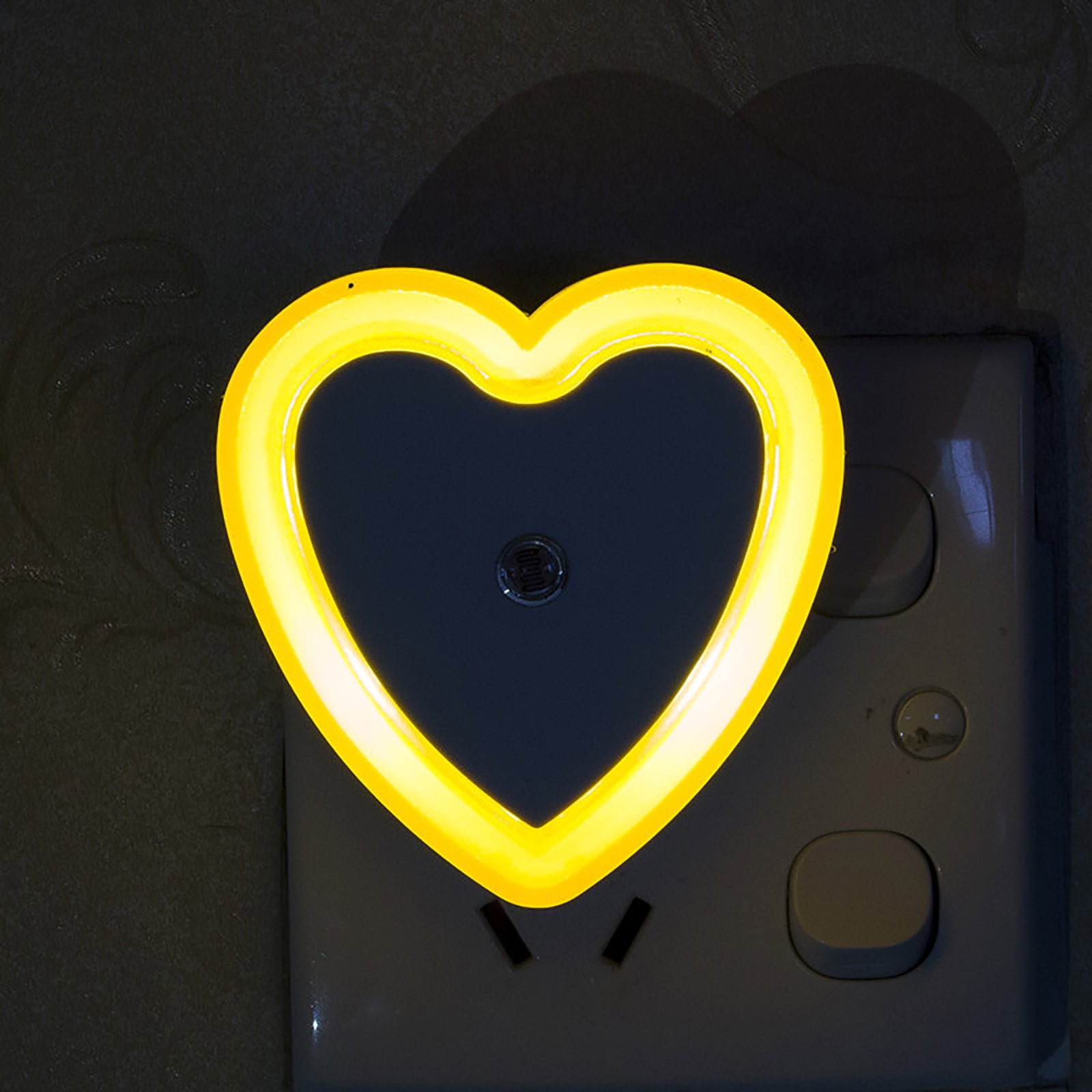 Eguiwyn Night light Heart Shape Plug-in Intelligent Light Sensor Control LED Night Light Lamp For Bedroom Hallway Night Lights White Yellow
