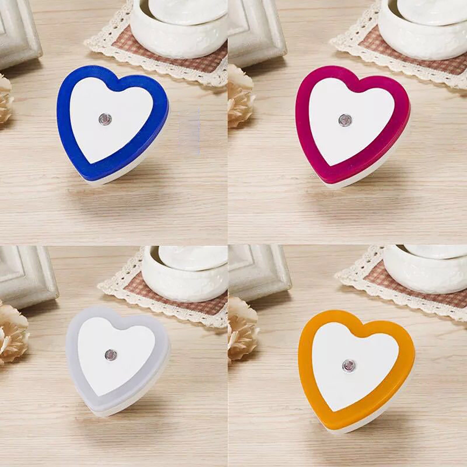 Eguiwyn Night light Heart Shape Plug-in Intelligent Light Sensor Control LED Night Light Lamp For Bedroom Hallway Night Lights White Yellow