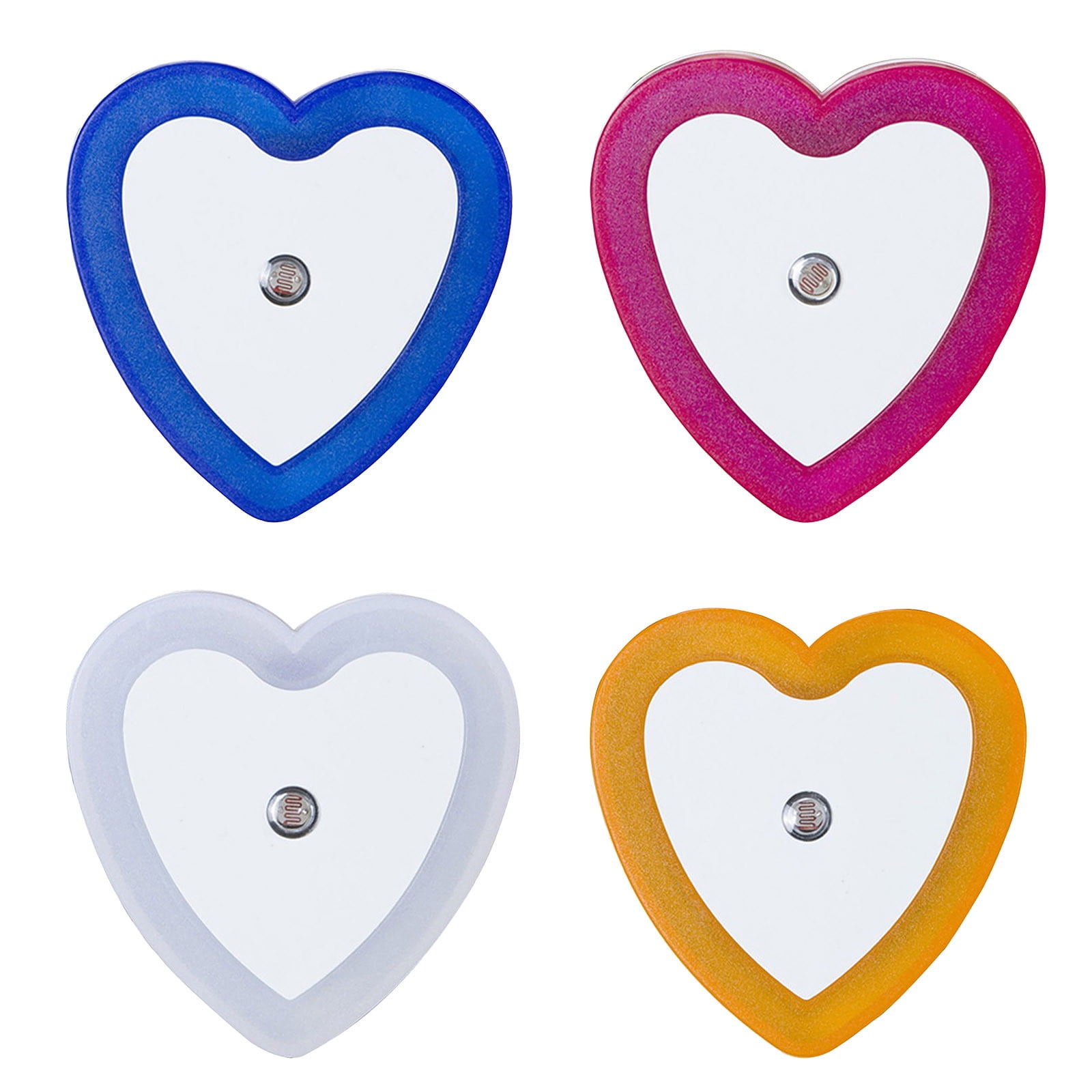 Eguiwyn Night light Heart Shape Plug-in Intelligent Light Sensor Control LED Night Light Lamp For Bedroom Hallway Night Lights White Yellow