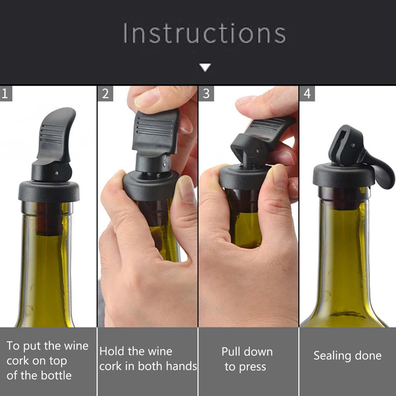 JWDX Wine Stopper Clearance! Red Wine Stopper Pumping Fresh Keeping Stopper Manually Press Down Wine Bottle Stopper Champagne Stopper Wine Vacuum Wine Stopper