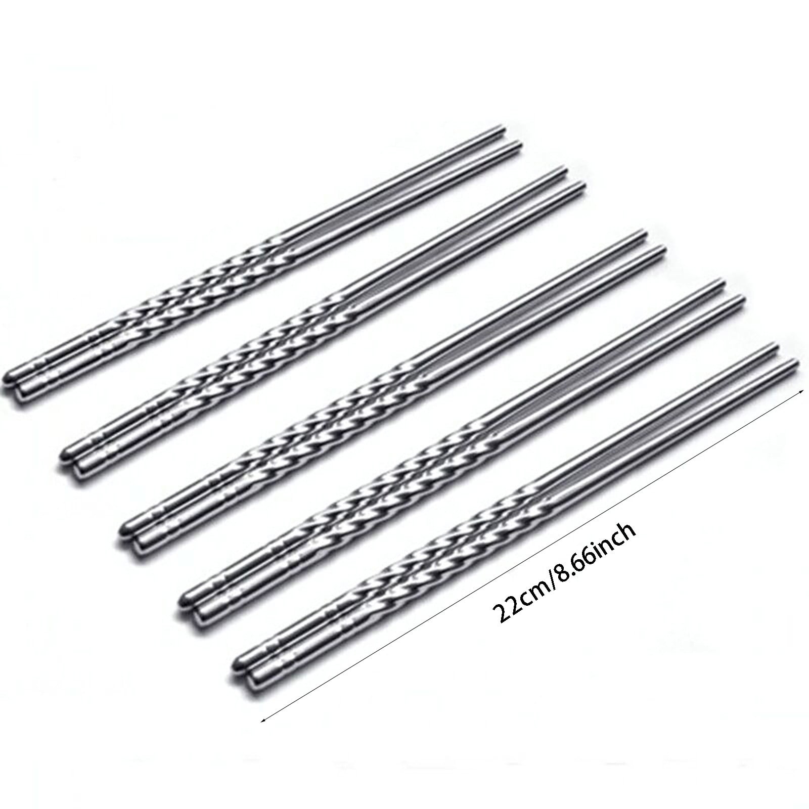 JWDX Tableware Clearance! Chopsticks 5 Pair Metal Reusable Korean Chinese Stainless Steel Sticks