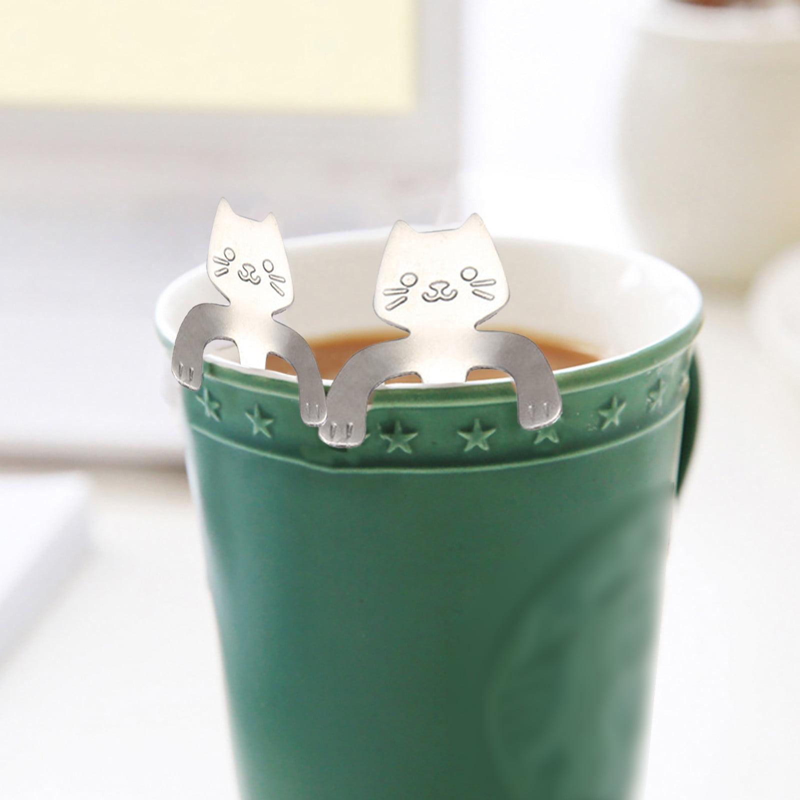 JWDX Tableware Clearance! Cat Spoon Short Handle Spoons Flatware Coffee Drinking Tools Kitchen Gadge