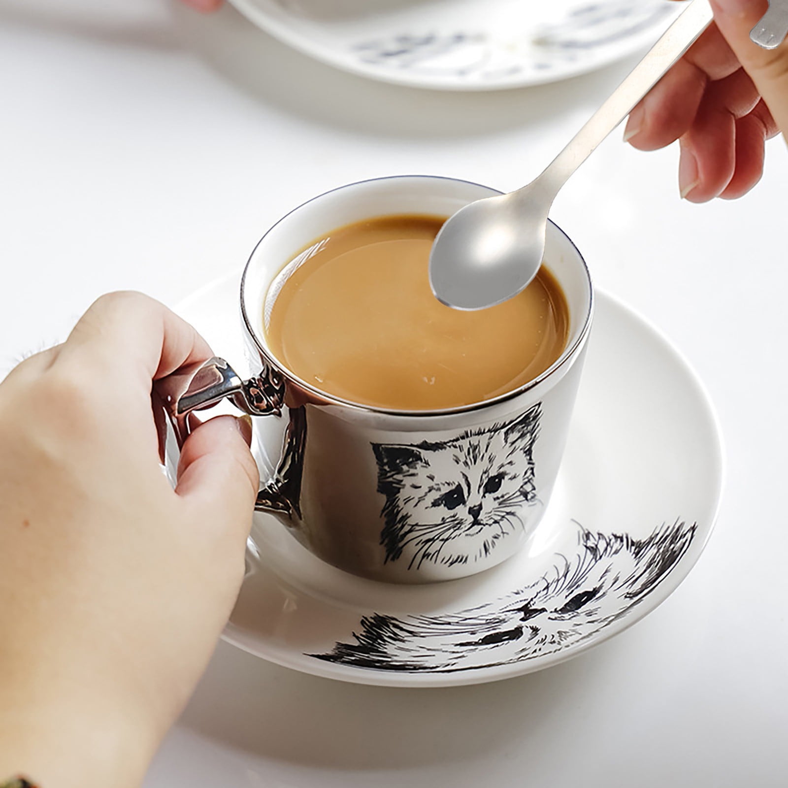 JWDX Tableware Clearance! Cat Spoon Short Handle Spoons Flatware Coffee Drinking Tools Kitchen Gadge