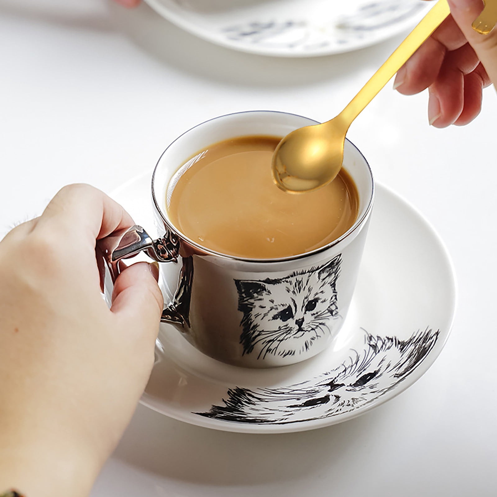 JWDX Tableware Clearance! Cat Spoon Short Handle Spoons Flatware Coffee Drinking Tools Kitchen Gadge