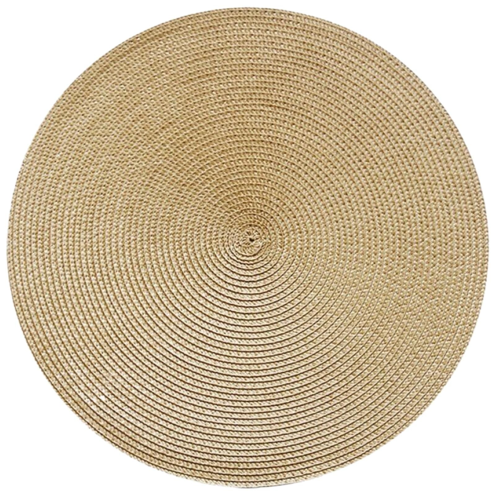 JWDX Placemats, 4 Pieces of Hand-Woven Placemats Insulation Mats Dining Table Anti-Slip Mats Clearance! Woven Spiral Table Placemats 15 Inches Round Set of 4 Non Slip Dining & Kitchen Table Mats Gold