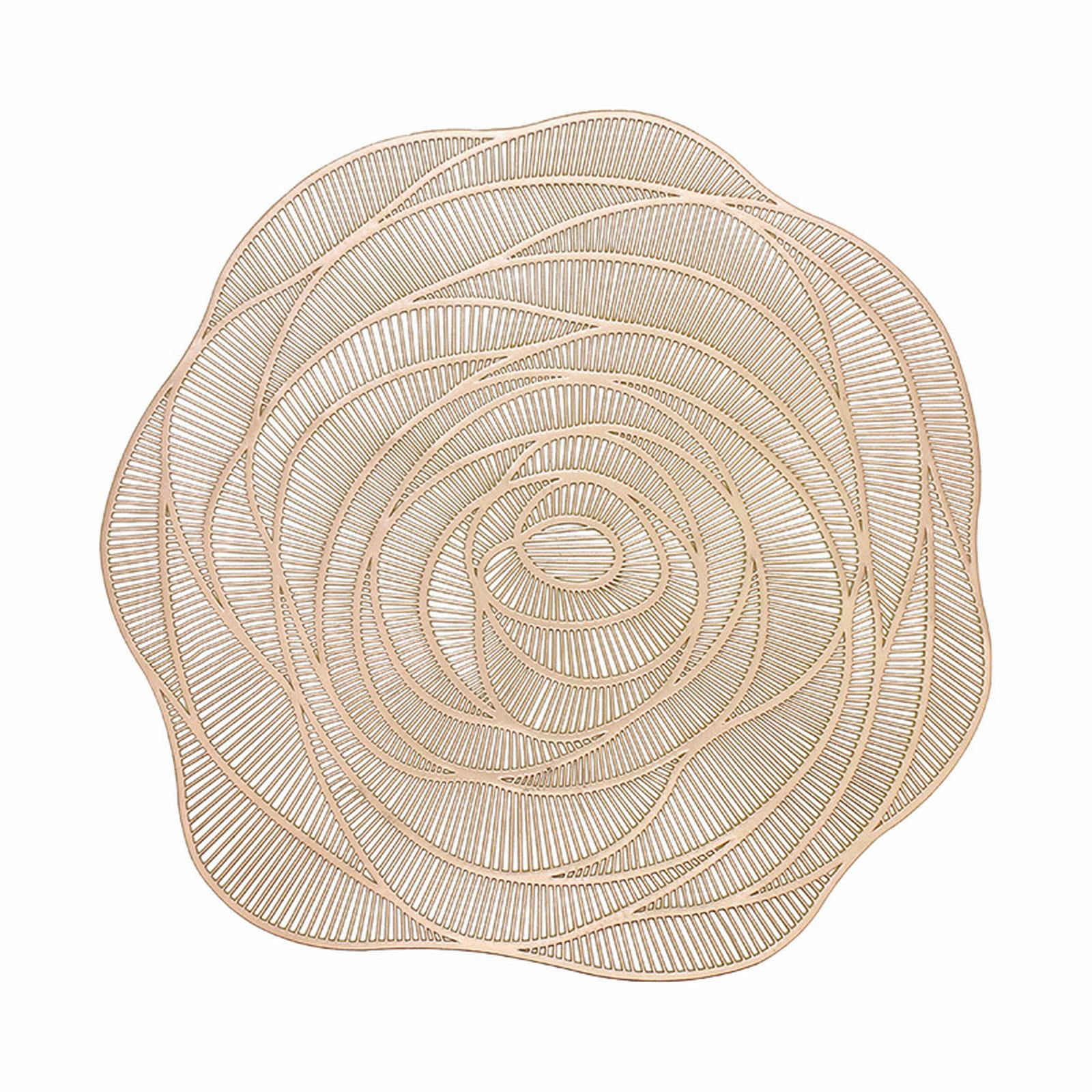 JWDX Placemat Clearance! Rose Vinyl Placemat Hollow Round Plastic Pvc Pressed Golden Dinning Table Mat Rose Table Mat American Light Luxury Gilding Cup Mat Decorative Table Mat, Include 1*Placemat GD1