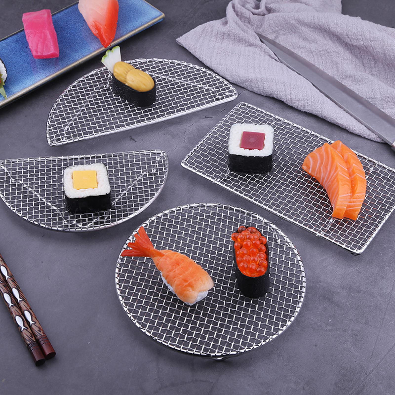 JWDX Barbecue Grill Clearance! Outdoor Home Cooking Stainless Steel Barbecue Rectangular Semicircular Multi Shape Multi Size Storage Barbecue Net