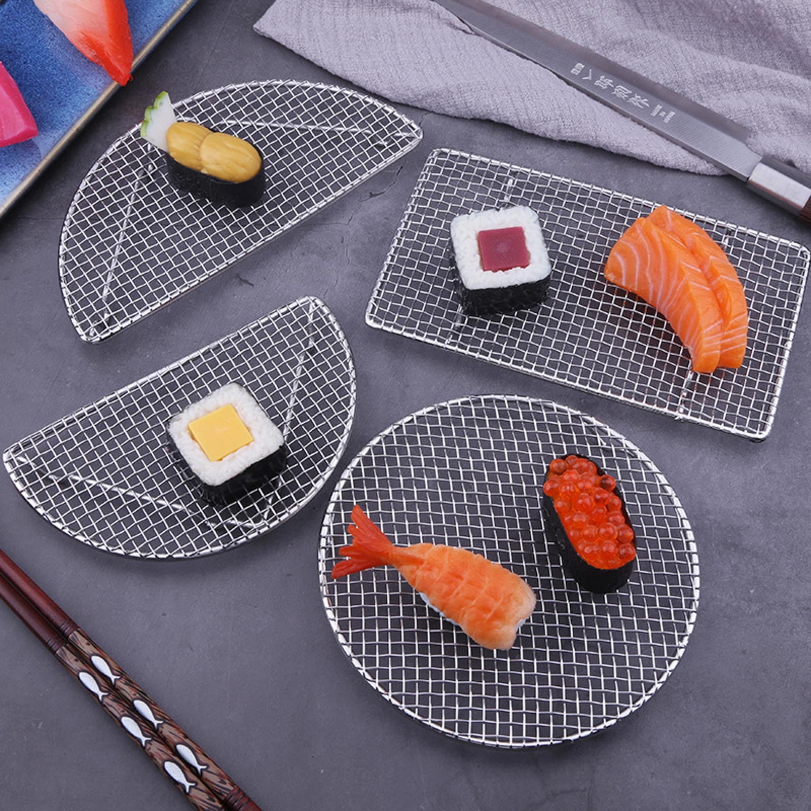 JWDX Barbecue Grill Clearance! Outdoor Home Cooking Stainless Steel Barbecue Rectangular Semicircular Multi Shape Multi Size Storage Barbecue Net