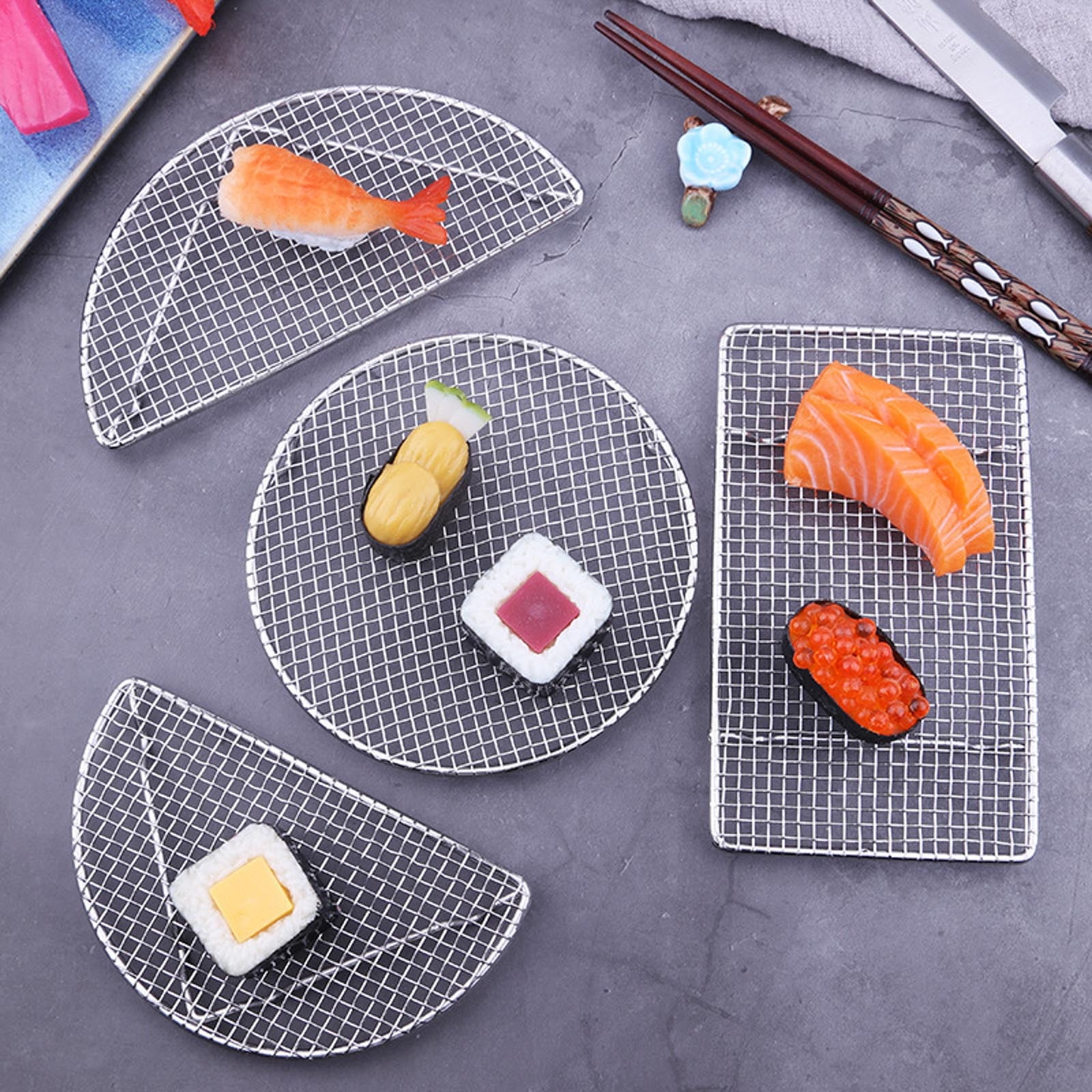 JWDX Barbecue Grill Clearance! Outdoor Home Cooking Stainless Steel Barbecue Rectangular Semicircular Multi Shape Multi Size Storage Barbecue Net