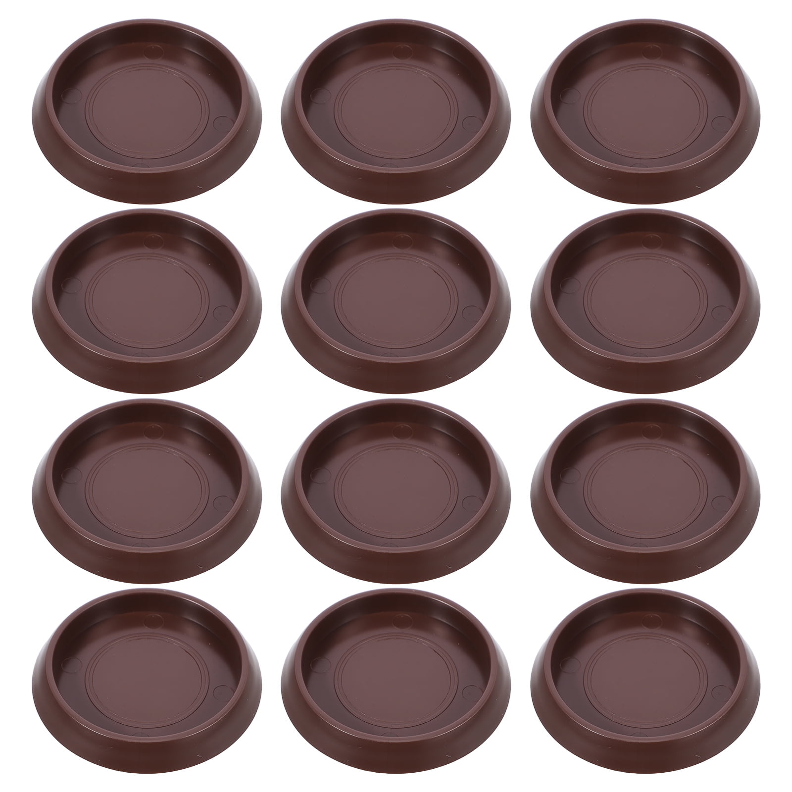 Ortofally Round Furniture Castor Cup Set: 12pcs Non Skid Wheel Caster Cups Furniture Pad Floor Protectors Caster Cups 12.00X4.00X3.00CM Brown