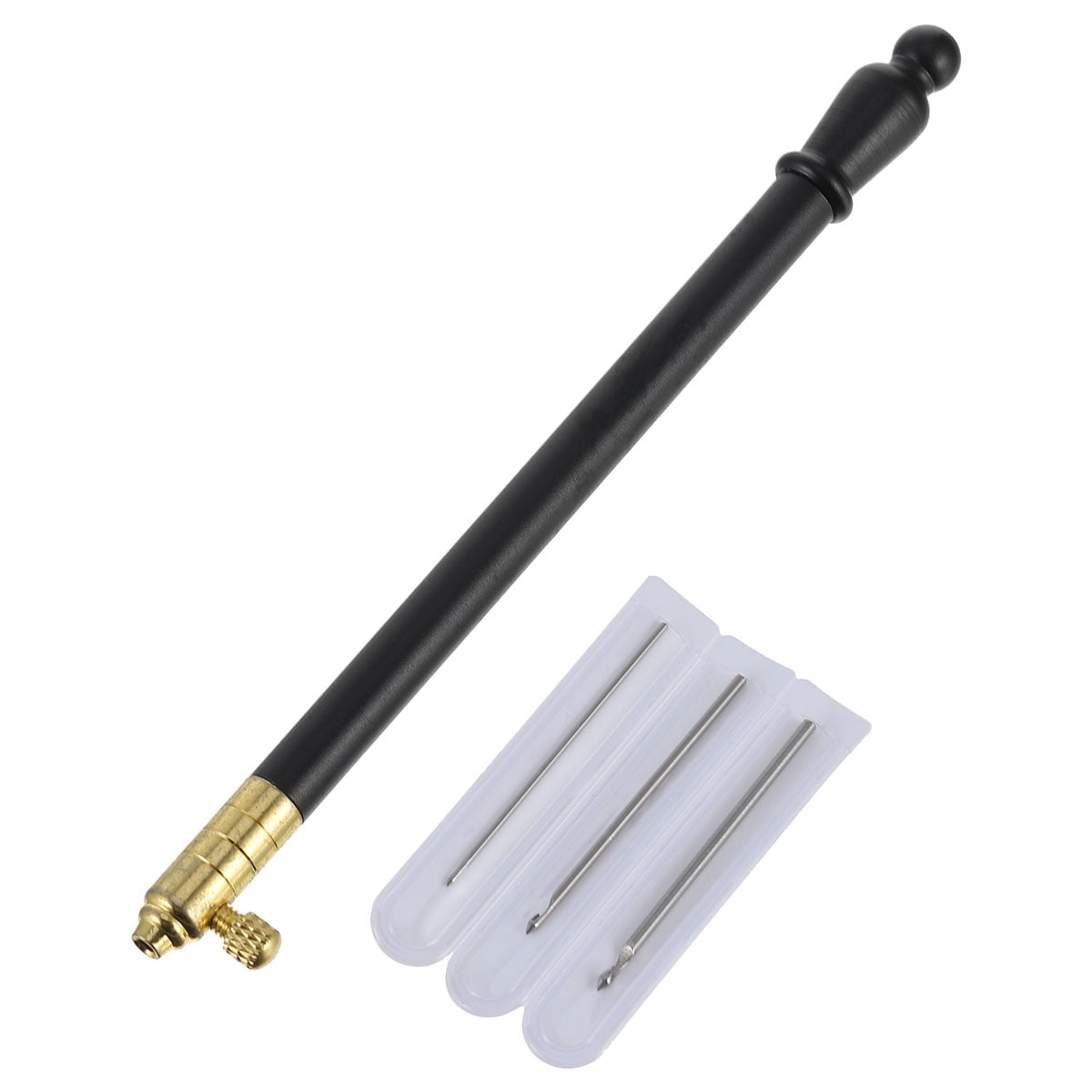 Ortofally 1 Set of Metal Handle Set Hooks with 3 Needles French Crochet Tool for Embroidery Beading ( Black ) 11X1CM Black