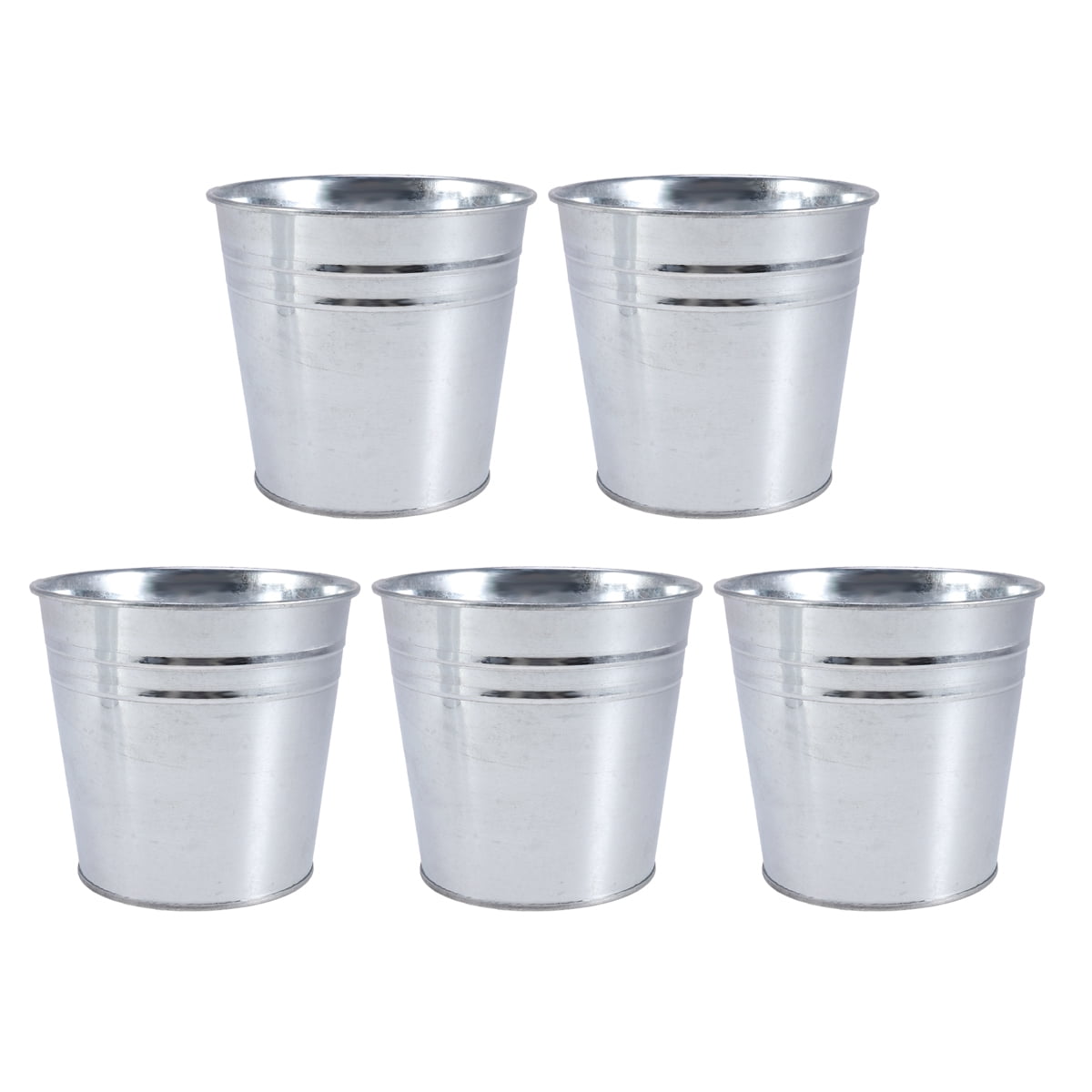 Ortofally 5Pcs Galvanized Metal Flower Pot Rustic Small Metal Buckets Vintage Farmhouse Flower Vase Candy Holder for Garden Landscape Decors 5pcs Silver
