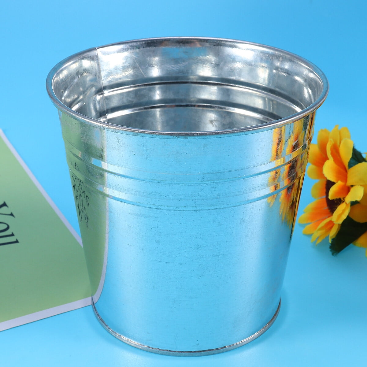 Ortofally 5Pcs Galvanized Metal Flower Pot Rustic Small Metal Buckets Vintage Farmhouse Flower Vase Candy Holder for Garden Landscape Decors 5pcs Silver