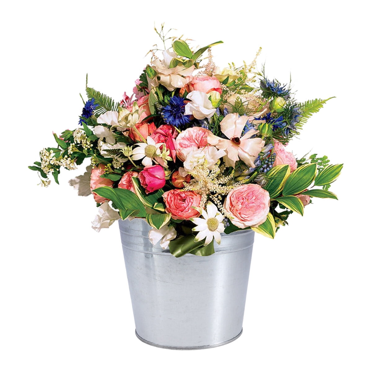 Ortofally 5Pcs Galvanized Metal Flower Pot Rustic Small Metal Buckets Vintage Farmhouse Flower Vase Candy Holder for Garden Landscape Decors 5pcs Silver