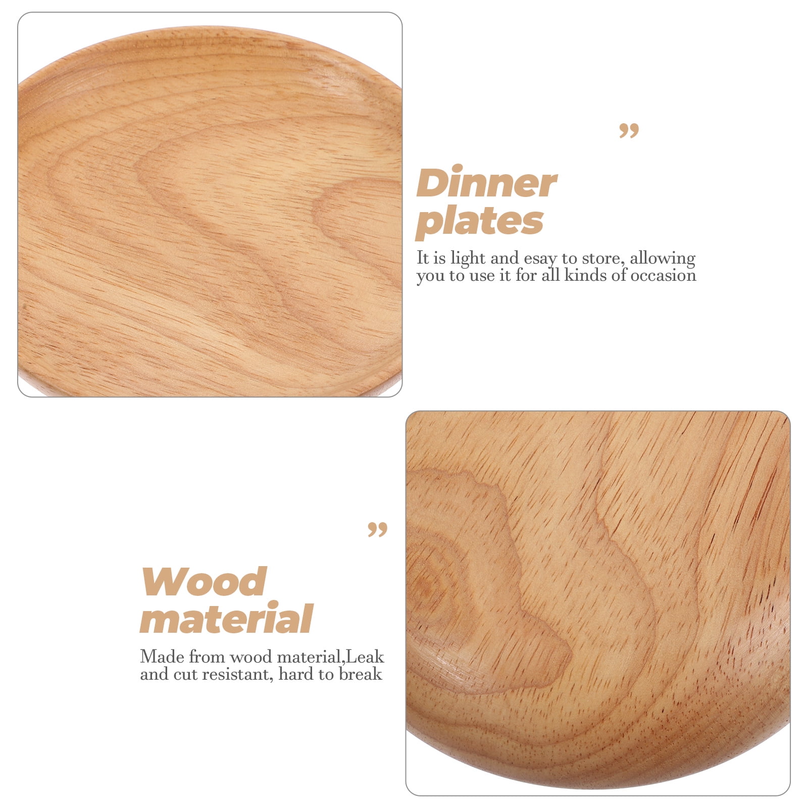 SWETRACE Flat Wooden Dinner Plate Beige For Wedding 1Pcs 4.9In 12.50X12.50X2.00CM Beige