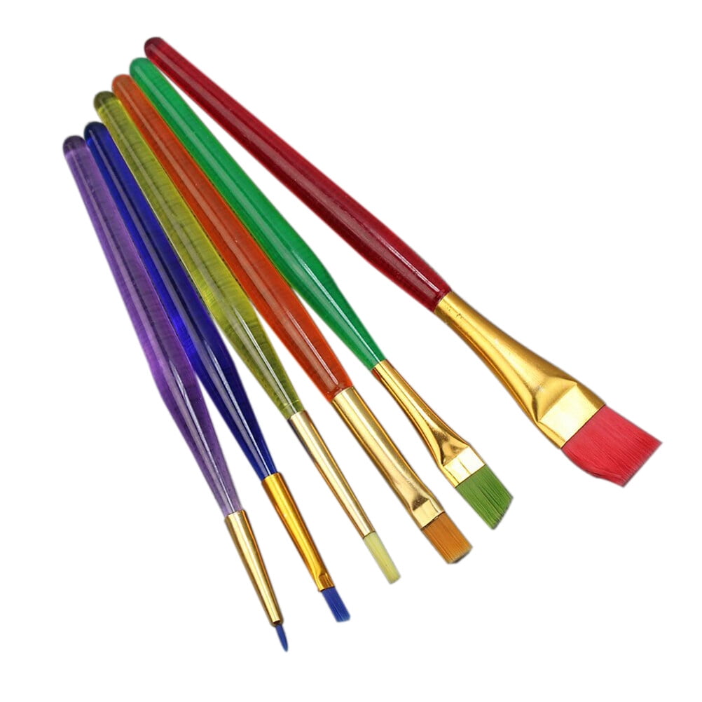 Ortofally 6pcs Brush Set Nylon Brush Sugar Fondant Cake Painting Brush Decorating Tool for DIY Cookie Sugar Craft Tool Assorted Color
