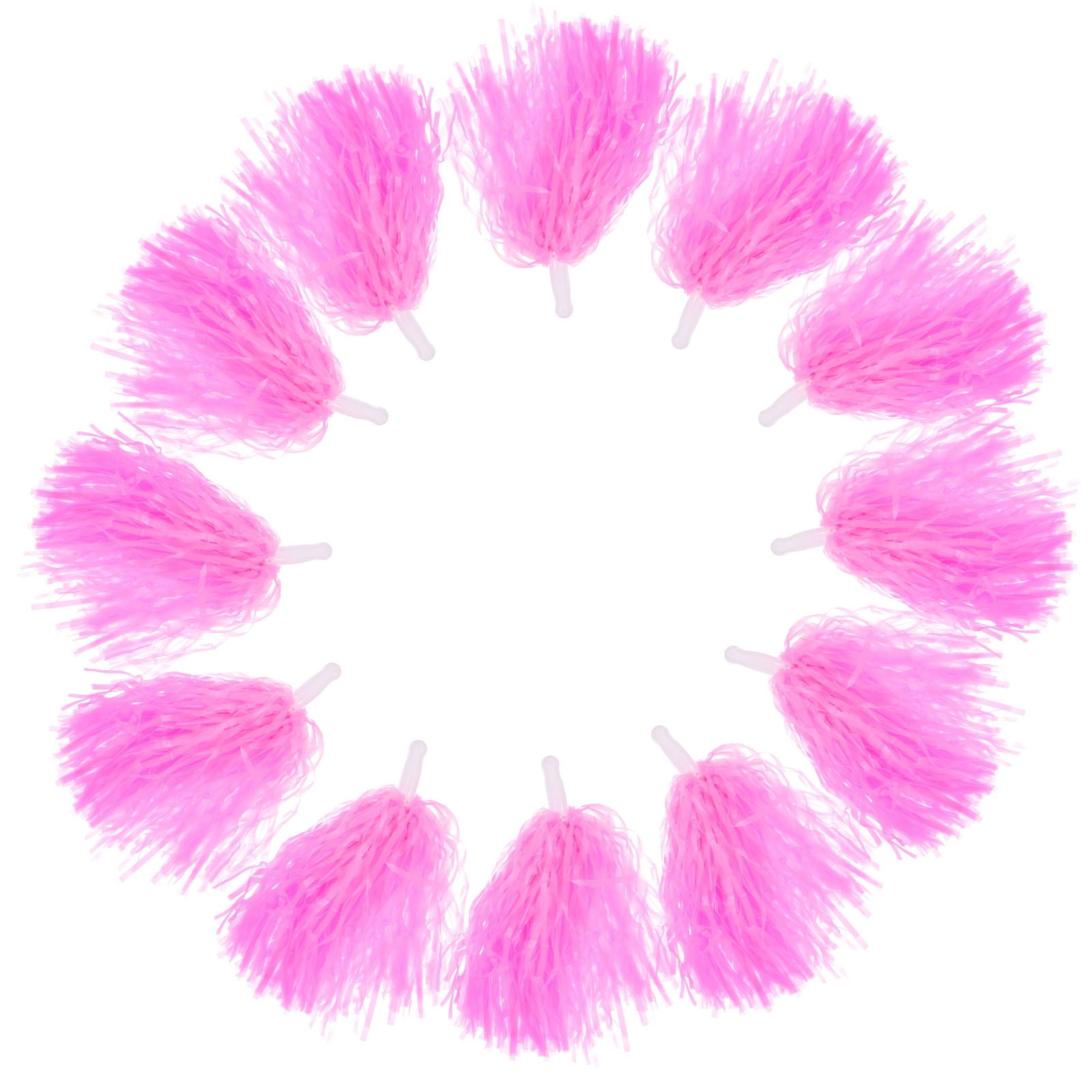 Worgeous Pink Cheerleading Pom Poms with Shiny Design and Durable Plastic Handles for Decor Use 12 Pieces