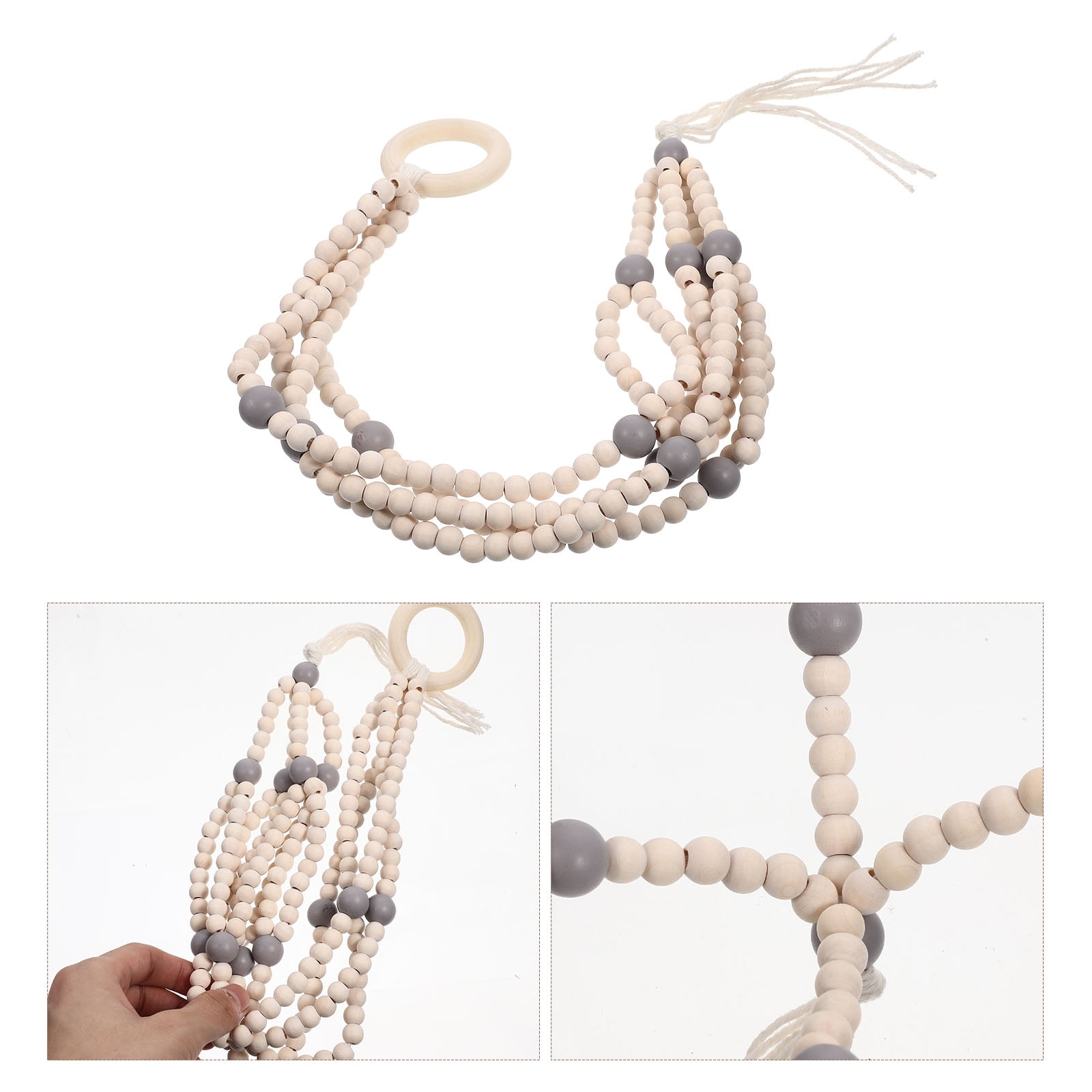 SWETRACE Indoor Wooden Beads Plant Hanger Grey 1Pcs 16.5x2.2x1.2in SWETRACE Indoor Wooden Beads Plant Hanger Grey 1Pcs 16.5x2.2x1.2in