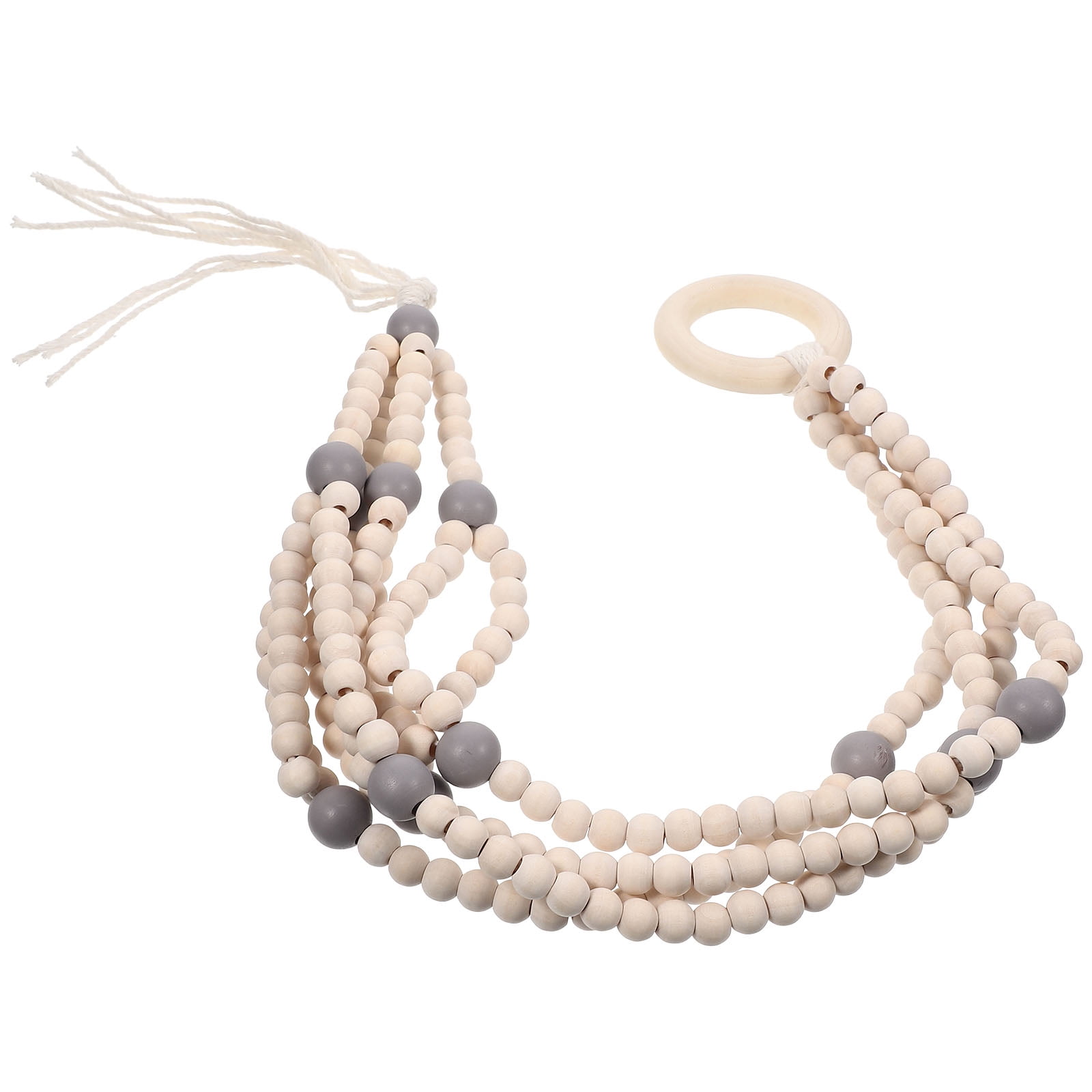 SWETRACE Indoor Wooden Beads Plant Hanger Grey 1Pcs 16.5x2.2x1.2in