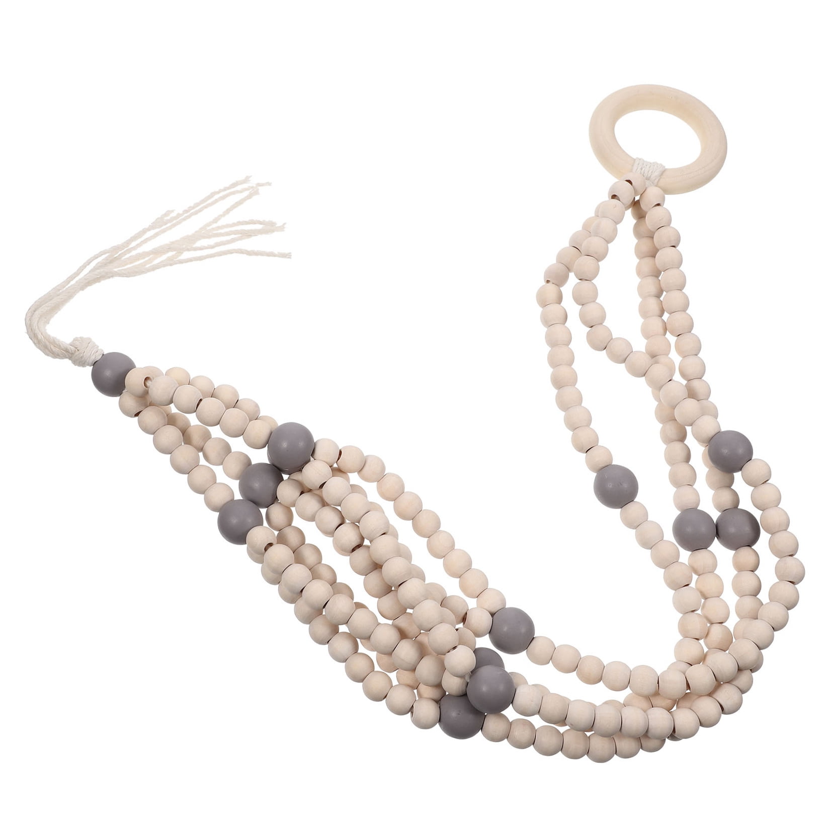 SWETRACE Indoor Wooden Beads Plant Hanger Grey 1Pcs 16.5x2.2x1.2in