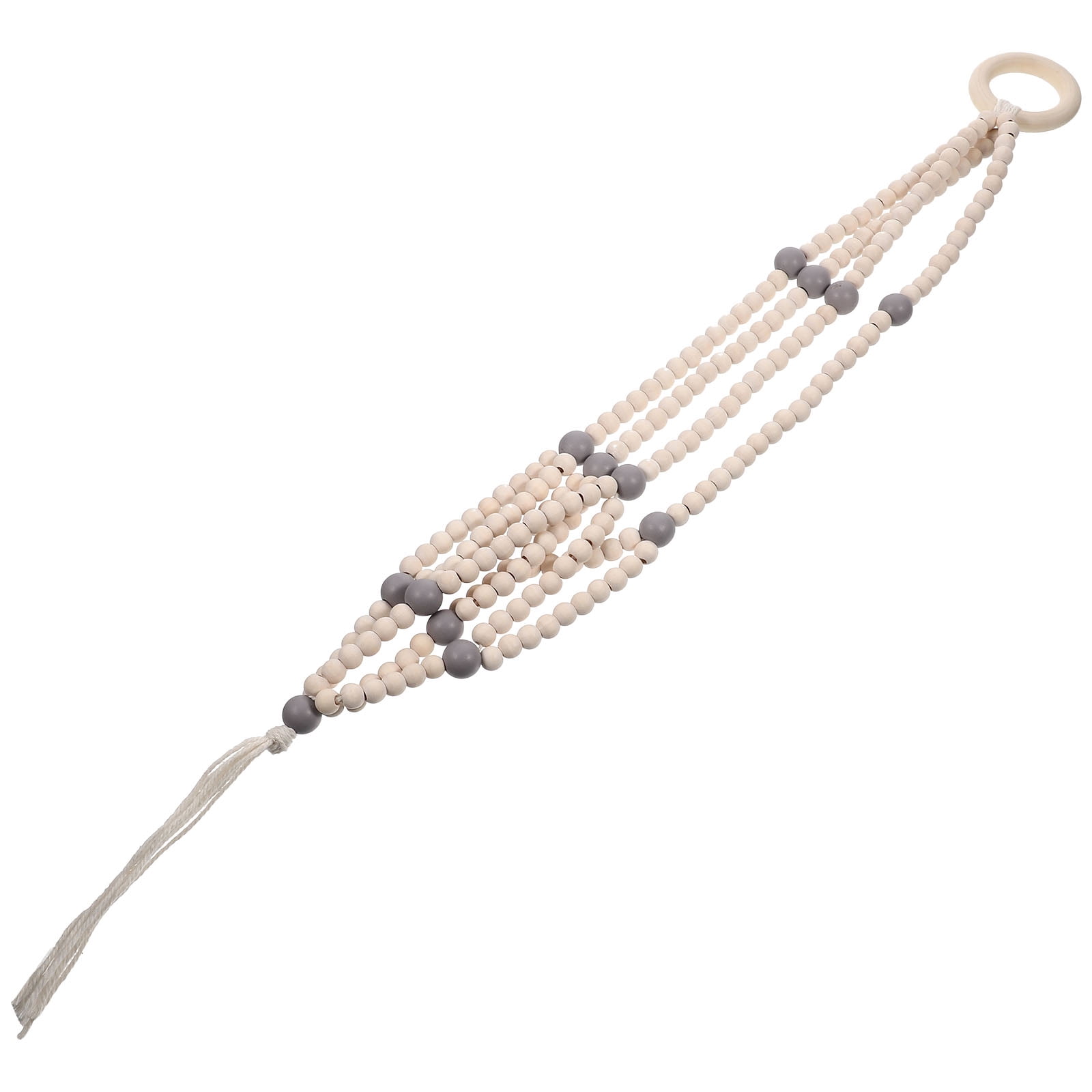 SWETRACE Indoor Wooden Beads Plant Hanger Grey 1Pcs 16.5x2.2x1.2in