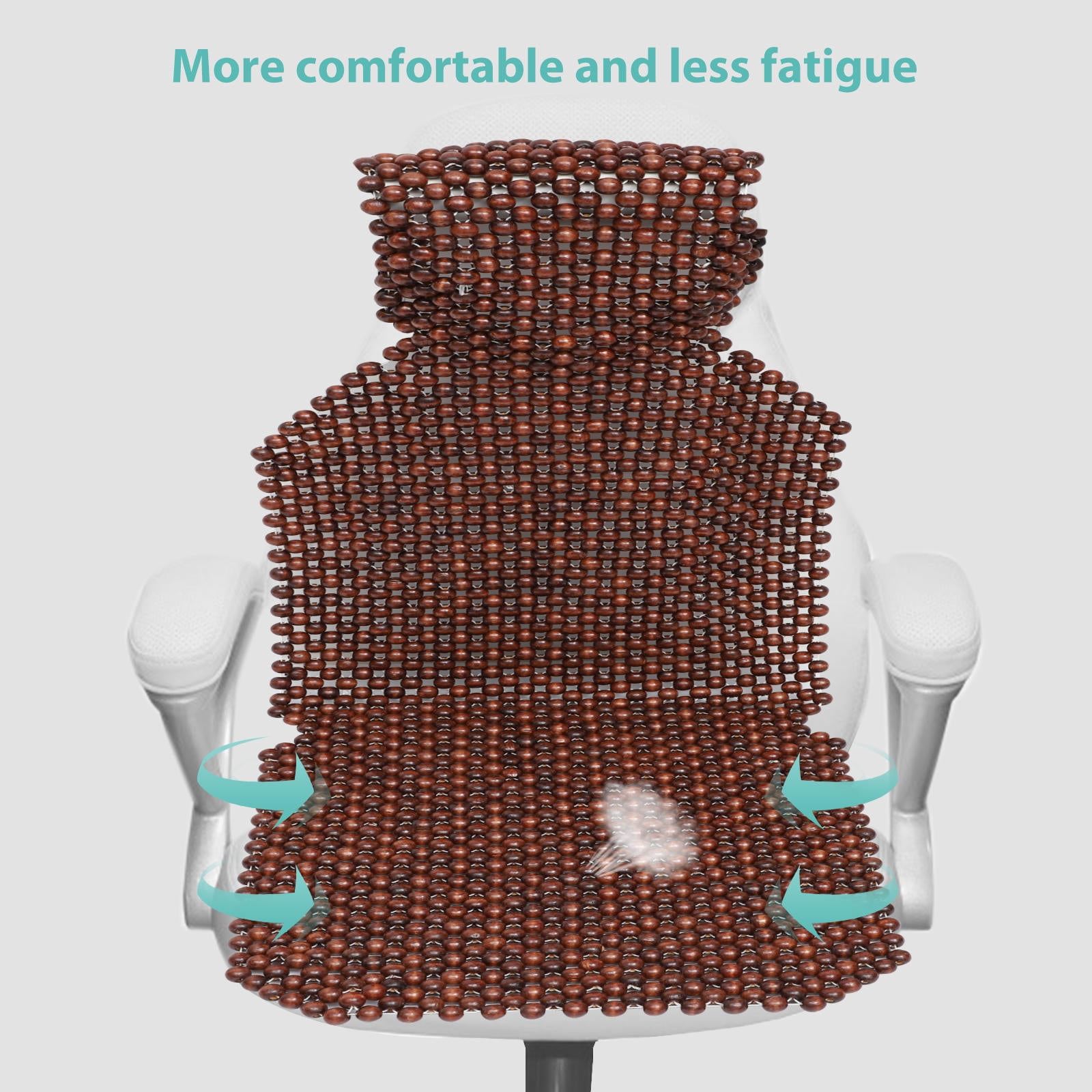 SWETRACE Car Seat Pads Wooden Beads Seat Cushion Breathable Coffee 1 Pc 53.45 x 17.68 x 0.79 inch