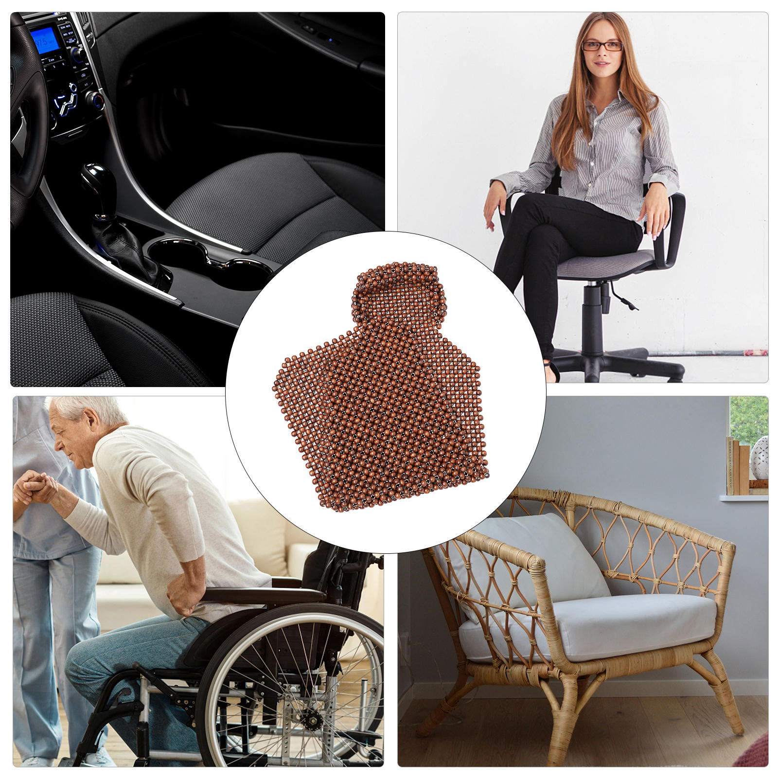 SWETRACE Car Seat Pads Wooden Beads Seat Cushion Breathable Coffee 1 Pc 53.45 x 17.68 x 0.79 inch