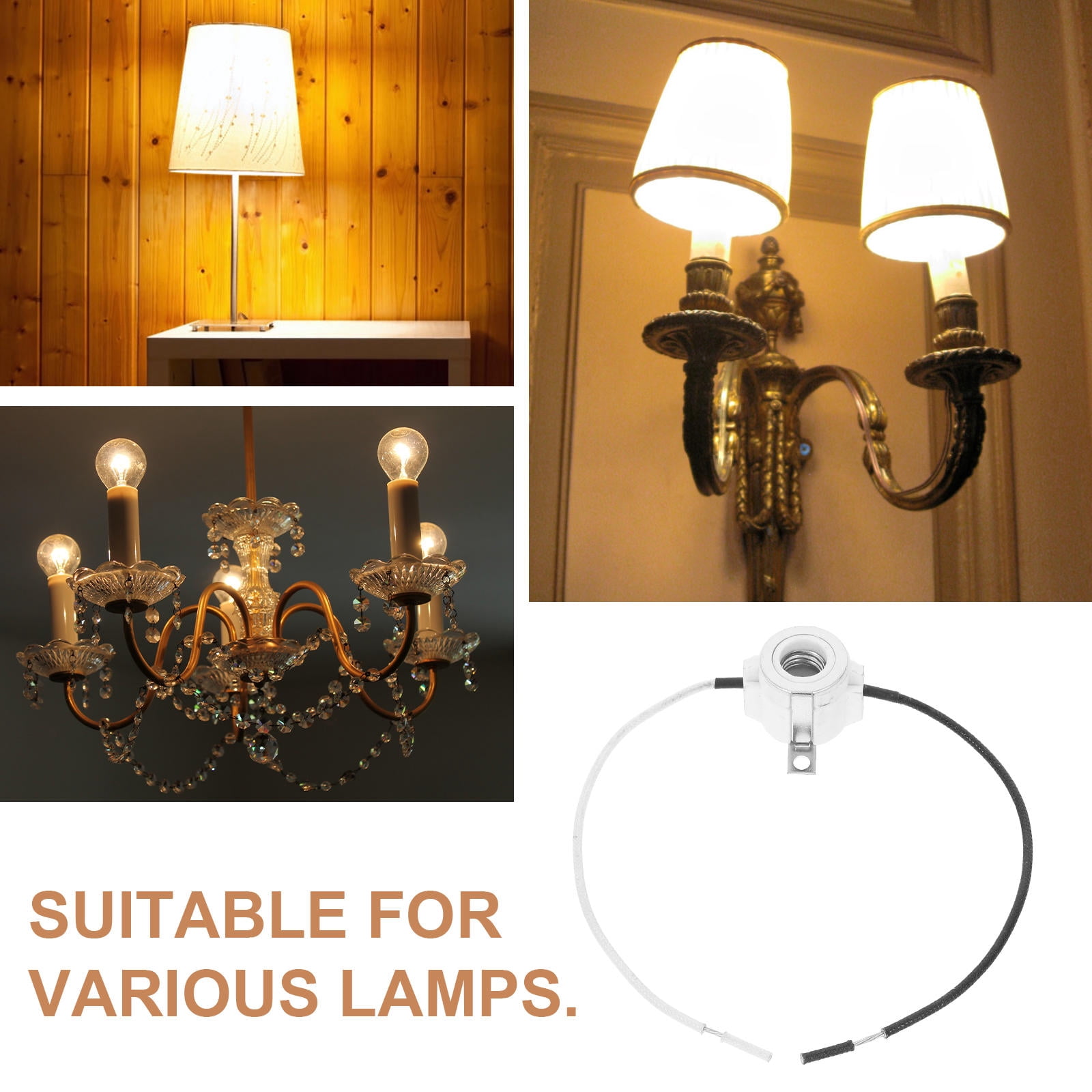 SWETRACE 1Set Ceramic Light Socket Multi Color for Residential Use Lamp Socket 11.8X1.6X0.9In