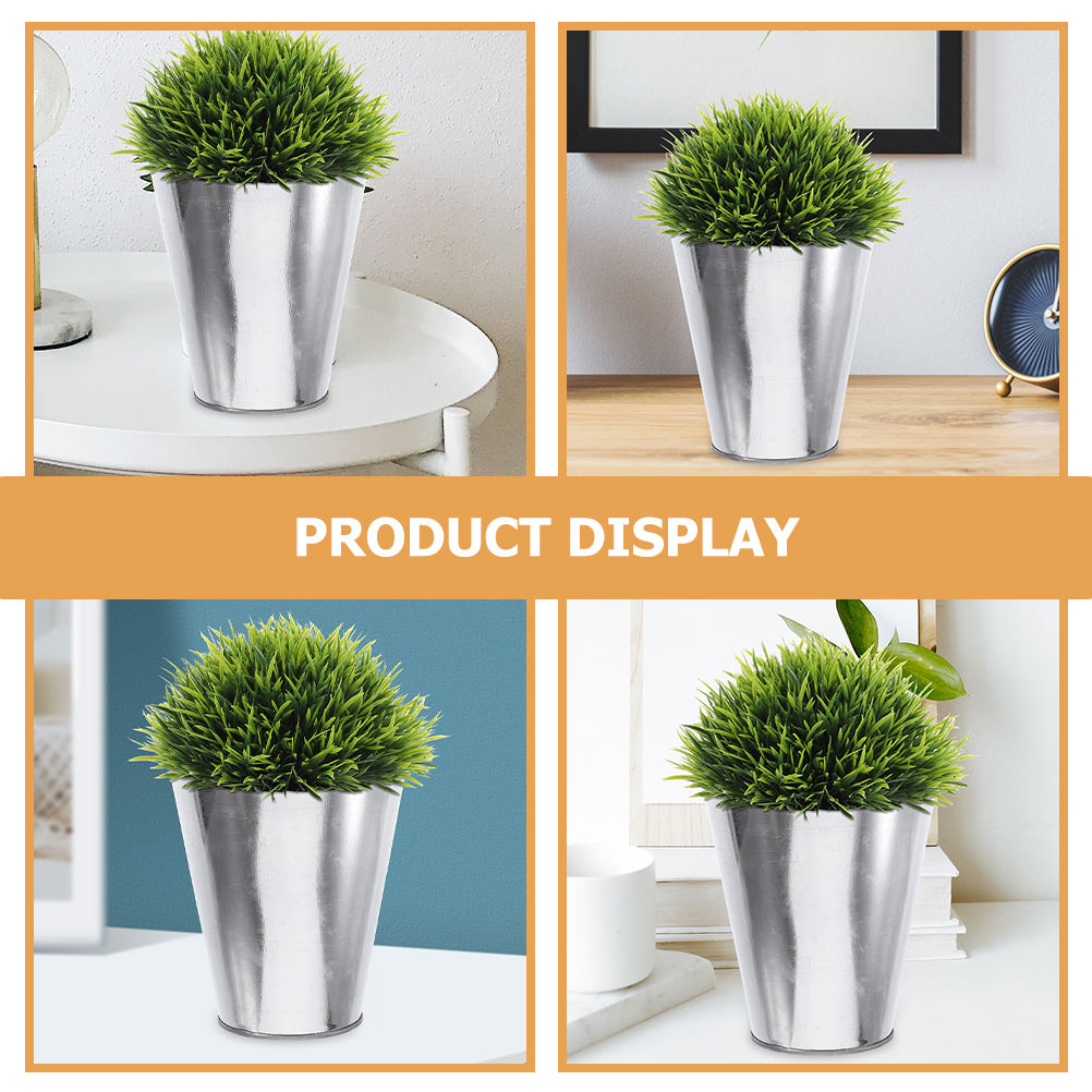 SWETRACE 3Pcs Round Silver Flower Bucket for Floral Arrangement 12X5.1in Iron Material
