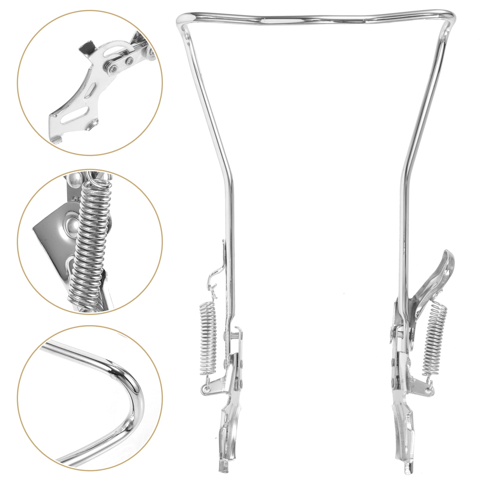 SWETRACE 1Set Steel Silver Double Legged Bike Kickstand for Stable Support Non Slip Feet Quick Adjustment 14.6x10x0.4in