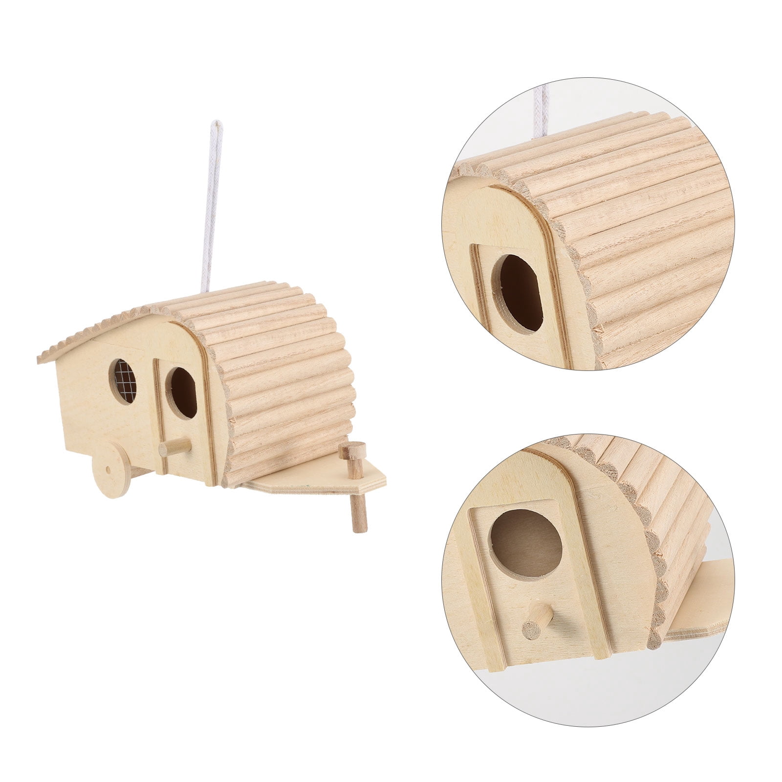 SWETRACE 1Pack Wooden Bird Feeder House Natural Wood Design for Garden Outdoor Birds