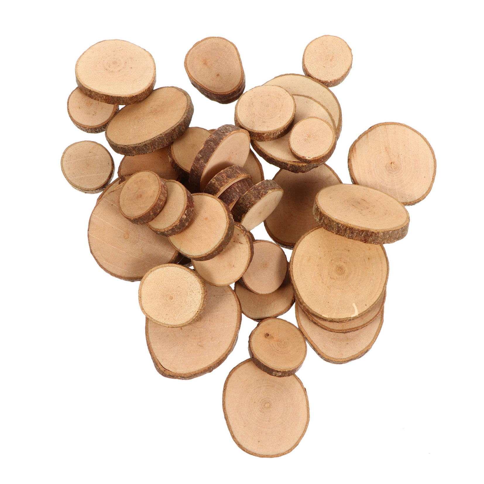 SWETRACE 1 Set Diy Wood Slices for Wedding Decorations Light Brown Round Bark Shapes Smooth Surface