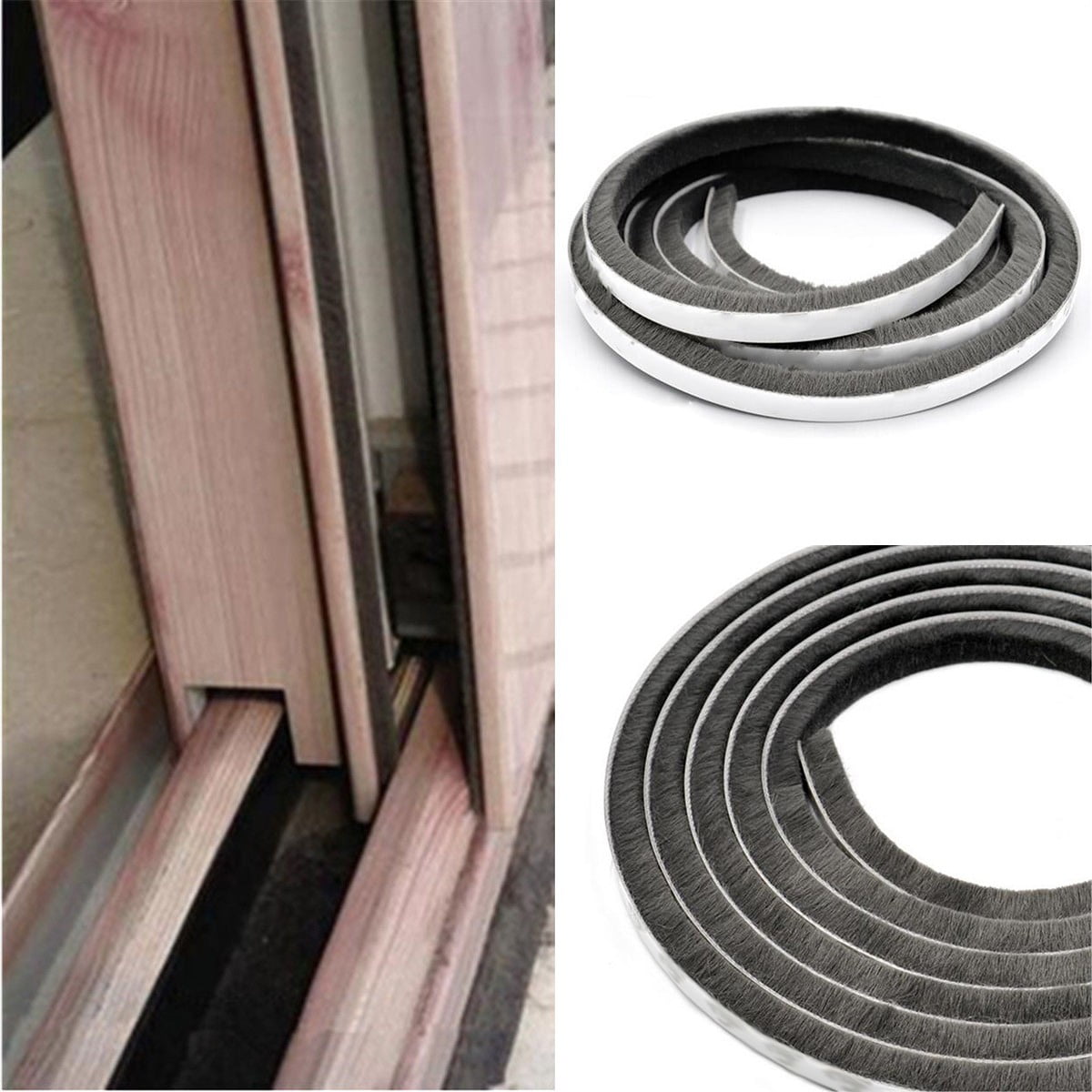 Decor Bottom Bristle Pile Seal Film Door Draught Excluder Brush Weather Strip 10M 5/9/15/23Mm Diy Home High Quality White 9×5Mm 9×9Mm Brown