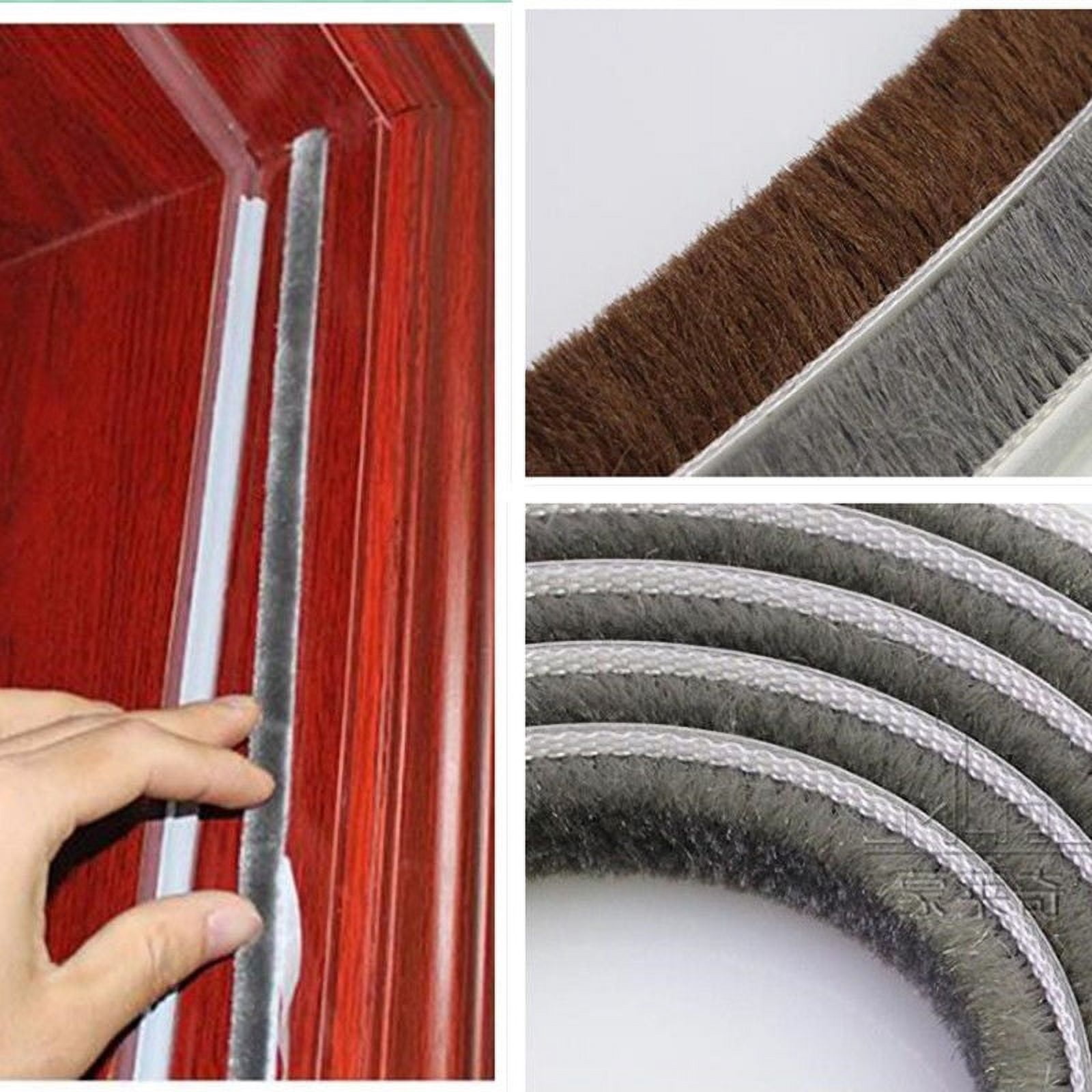 Decor Bottom Bristle Pile Seal Film Door Draught Excluder Brush Weather Strip 10M 5/9/15/23Mm Diy Home High Quality White 9×5Mm Grey