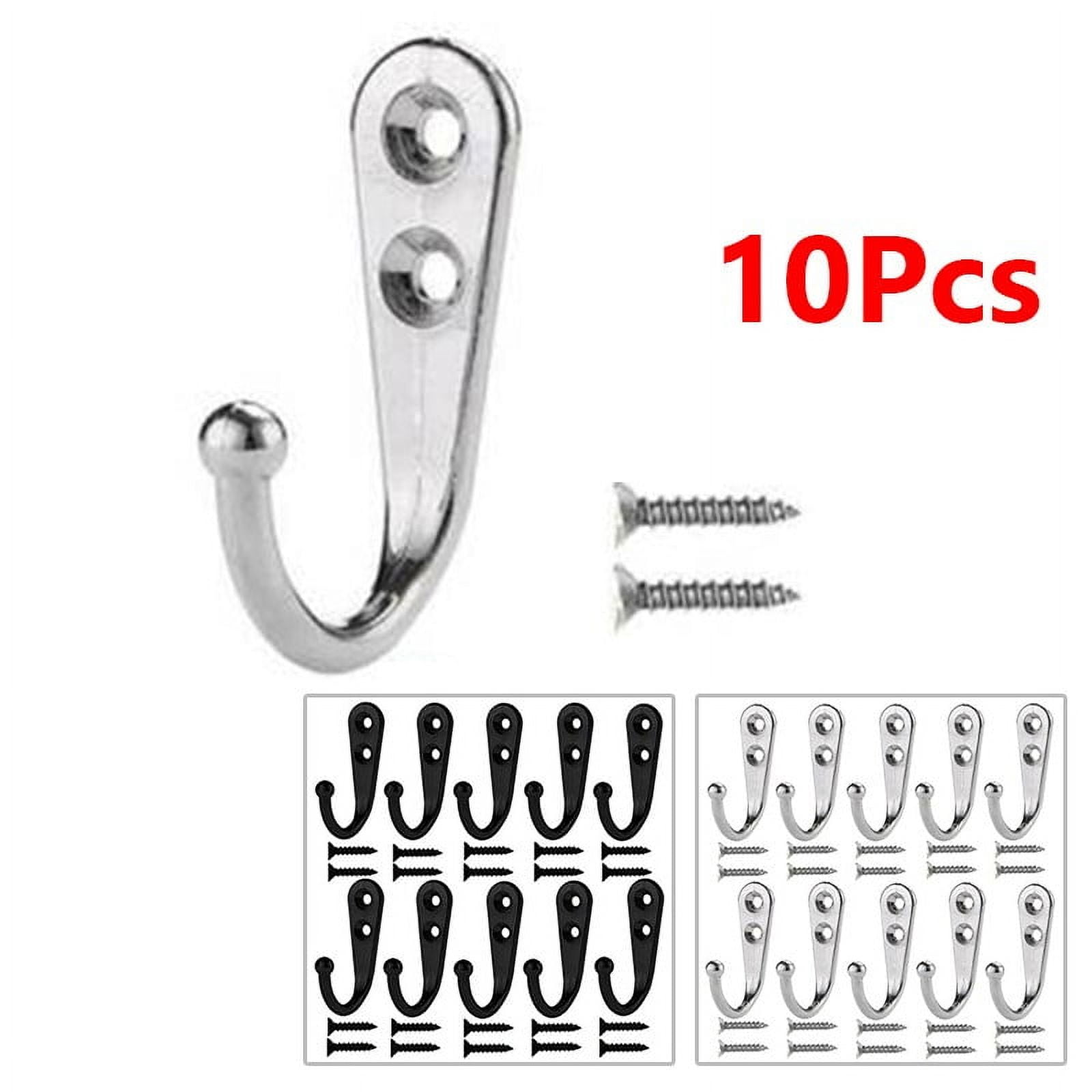 10pcs Vintage Wall Hooks With Screws Hangers Door Wall Metal Screws Zinc Alloy Hanger Hook For Home Decorative Hanging Storage Black Smile Home