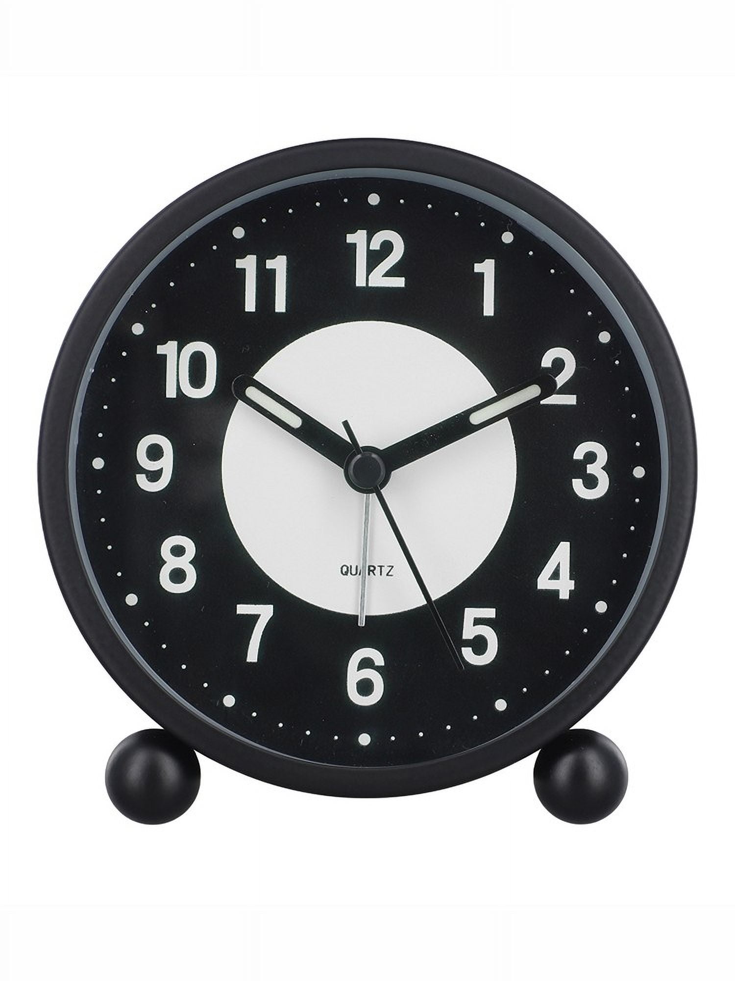 Battery Operated Clock Glow-in-the-Dark Alarm Clock Bedroom Children%27s Table Non-Ticking Glow-in-the-Dark Dial Smile Home