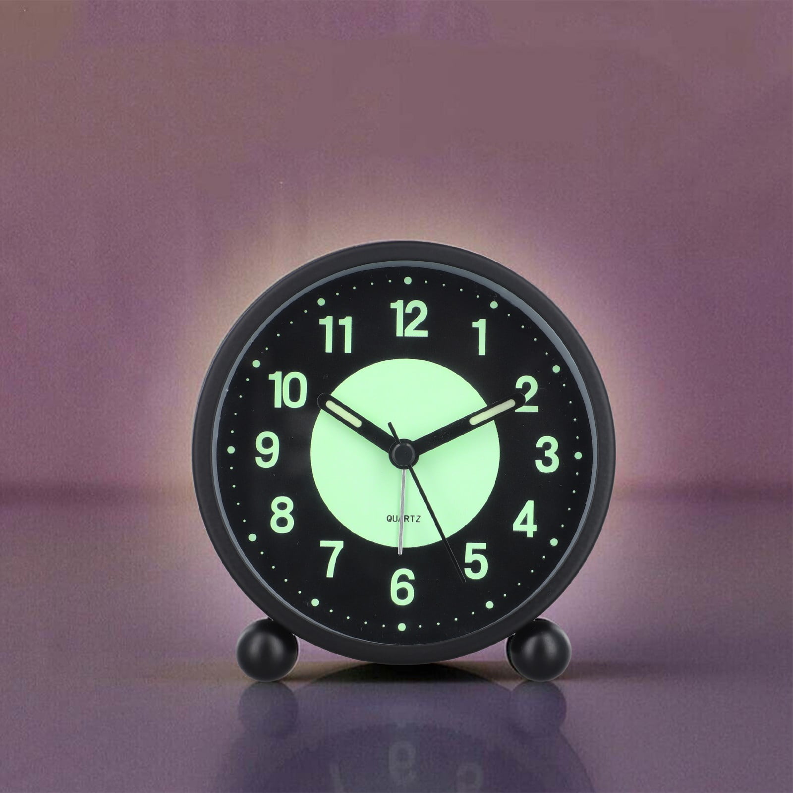 Battery Operated Clock Glow-in-the-Dark Alarm Clock Bedroom Children%27s Table Non-Ticking Glow-in-the-Dark Dial Smile Home
