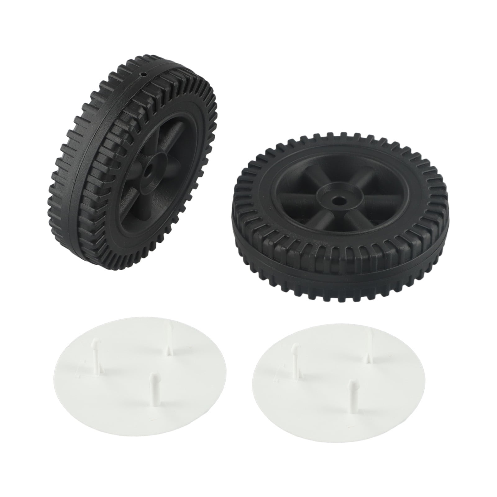 Lierteer 2Pcs/Set Grill Wheels Replacement Parts 170/177mm 7 Inch BBQ Grill Wheel Barbecue Grills Kitchen Garden Plastic Black black+white wheel cover