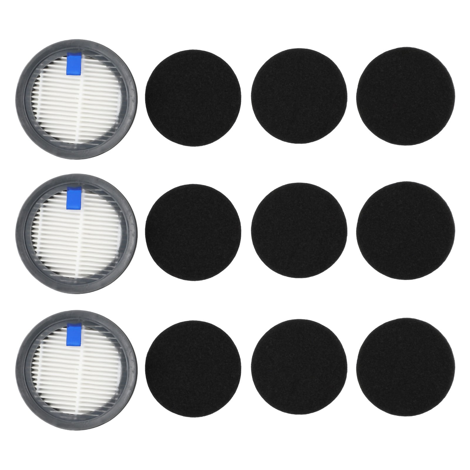 3 Pack HEPA Filters & 9 Pack Sponge Filters for Afoddon A200Pro/A200, ORFELD B08/C10A/C10G, NEQUARE S12/S25/S26/S25Pro Cordless Vacuum Cleaner, High Efficiency Air Purification