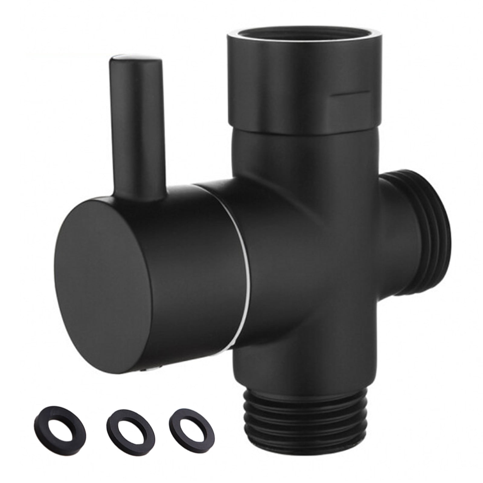 Three-Way One-In-Two-Out Shower Faucet Manifold All-Copper Shower Nozzle Converter Shower Valve Black Valve