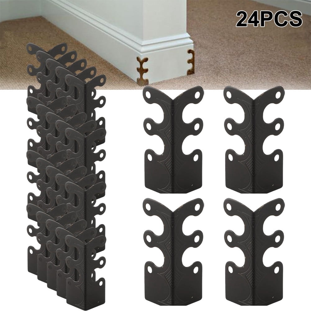 Corner Protectors Vintage Metal Corner Protectors 6 Pcs For Stylish Baseboard Black 12Pcs Smile Home Black 24Pcs